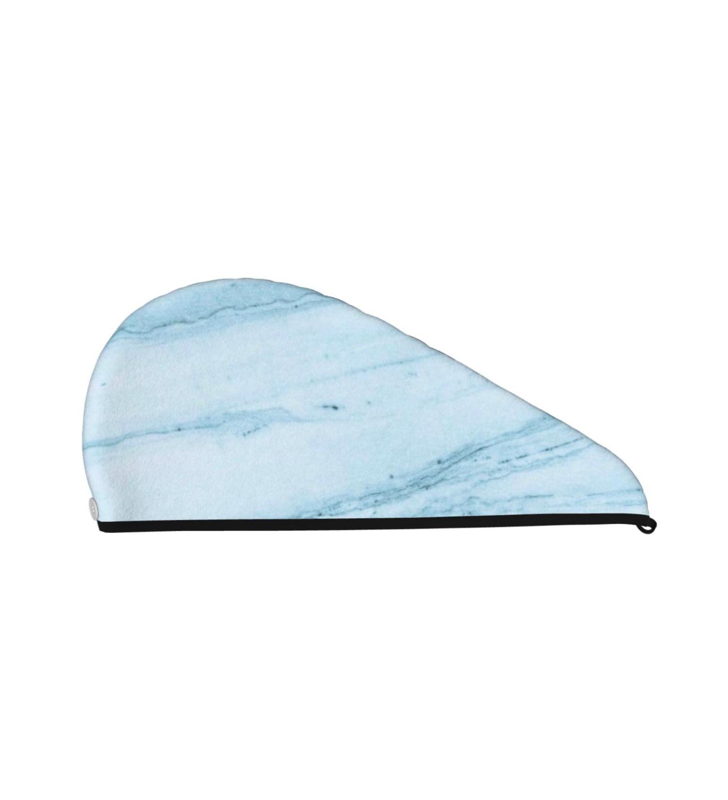 Light Blue Marble Microfiber Hair Towel - Soft Super Absorbent Quick Dry Wrap for Women | Perfect for Long Curly & Thick Hair - Buy Online on GoSupps.com