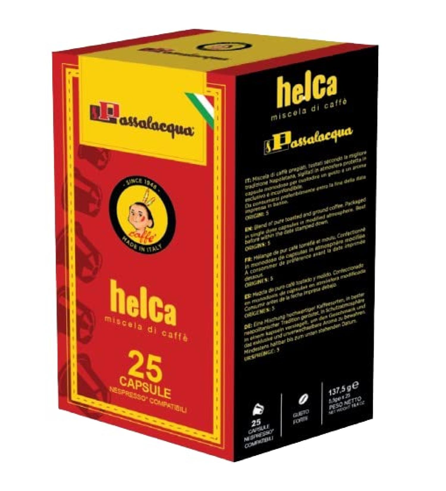 CAF PASSALACQUA HELCA - STRONG TASTE - Box 25 CAPSULES COMPATIBLE NESPRESSO 5.5g - Buy Online on GoSupps.com