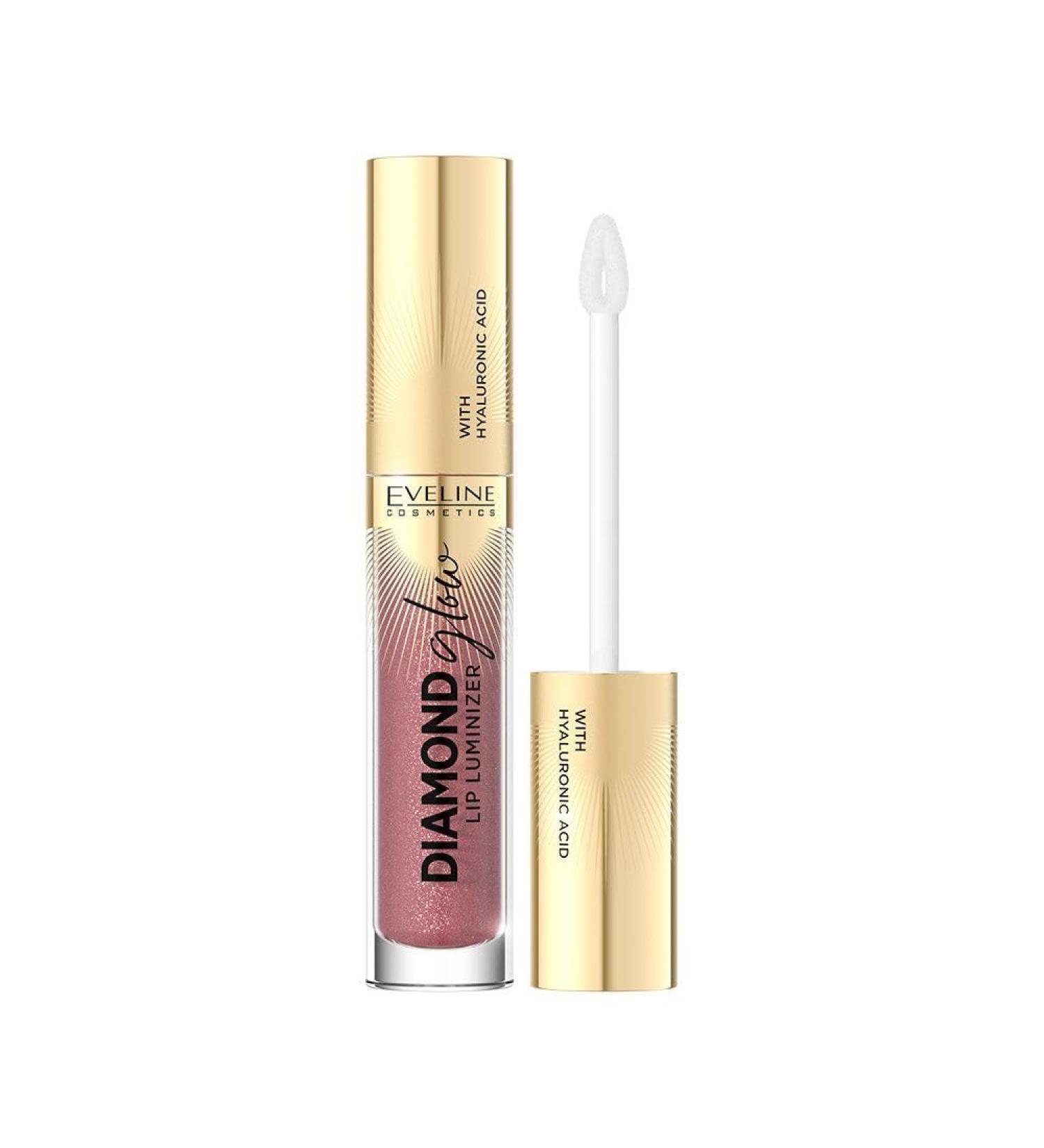 Eveline Cosmetics Diamond Glow Lip Luminizer Diamond Lip Gloss with Hyaluronic Acid - No. 11 Nude Pink | Mesmerizing Glow & Nourishing Care