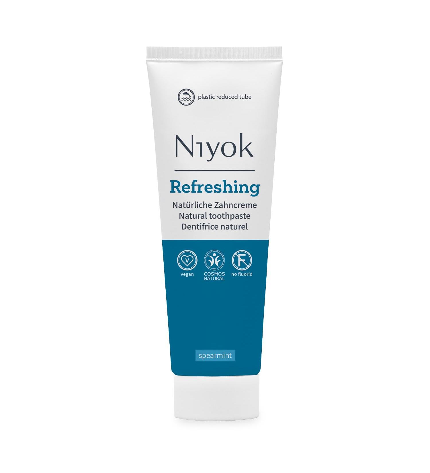 Buy NIYOK Spearmint Refreshing Toothpaste (75ml) | Fluoride-Free Vegan Remineralizing Formula | Eco-Friendly Tube for Healthy Teeth - Buy Online on GoSupps.com