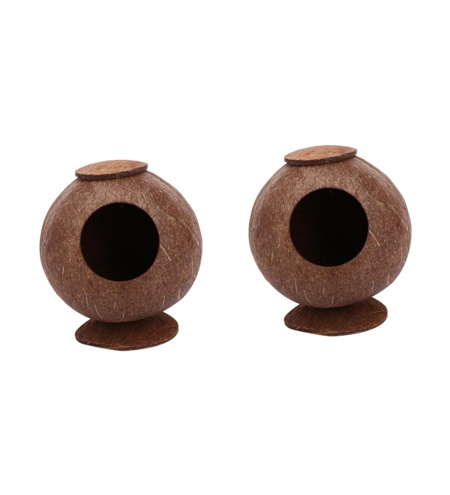 FOMIYES 2pcs Coconut Shell Charcoal Hamster Nest Small The Bed 16X15X15CMx2pcs Brownx2pcs - Buy Online on GoSupps.com