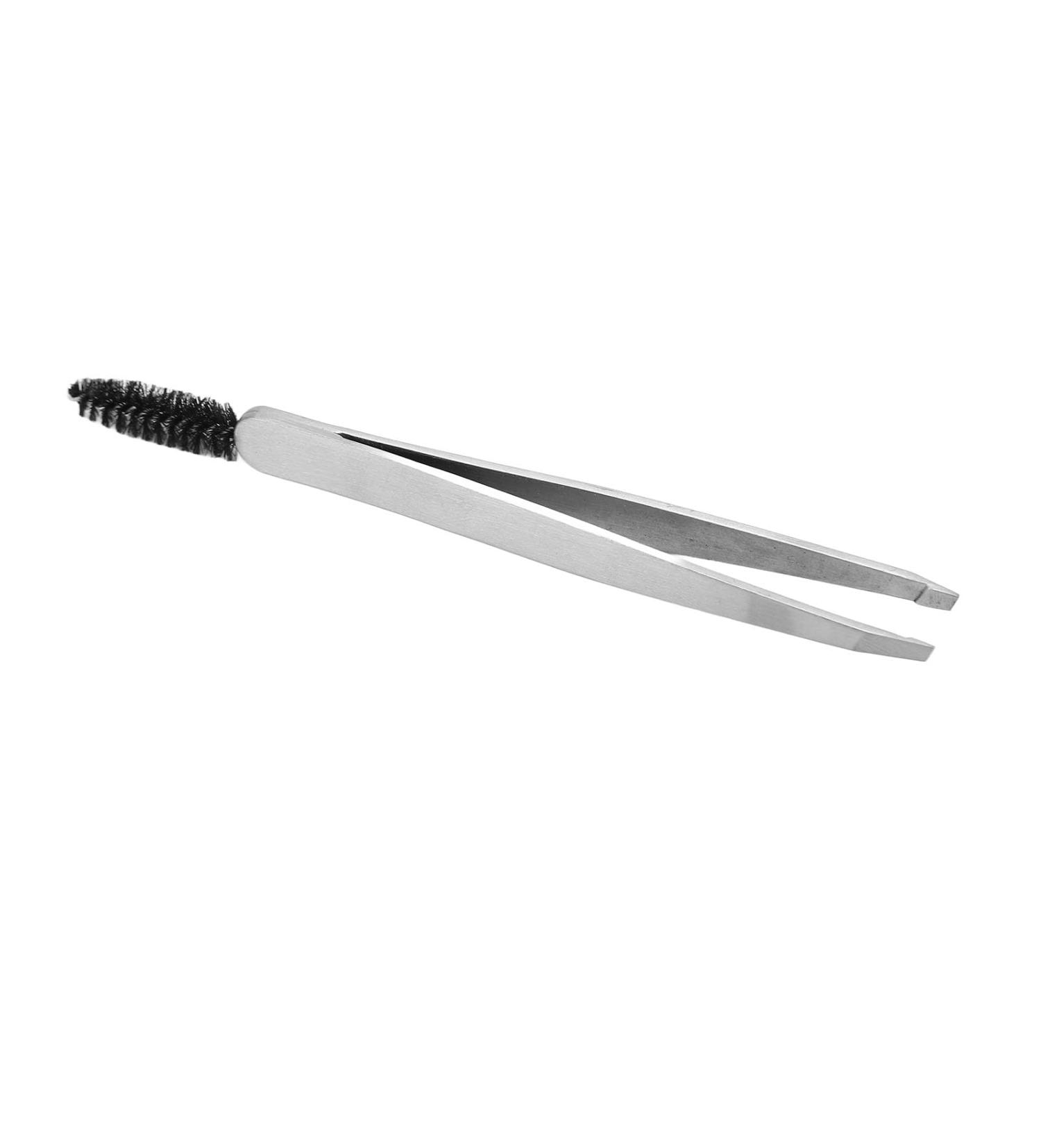 Premium Eyebrow Tweezers with Slanted Tip & Brush - Stainless Steel Eyebrow Remover for Makeup & False Lashes | International Shipping - Buy Online on GoSupps.com