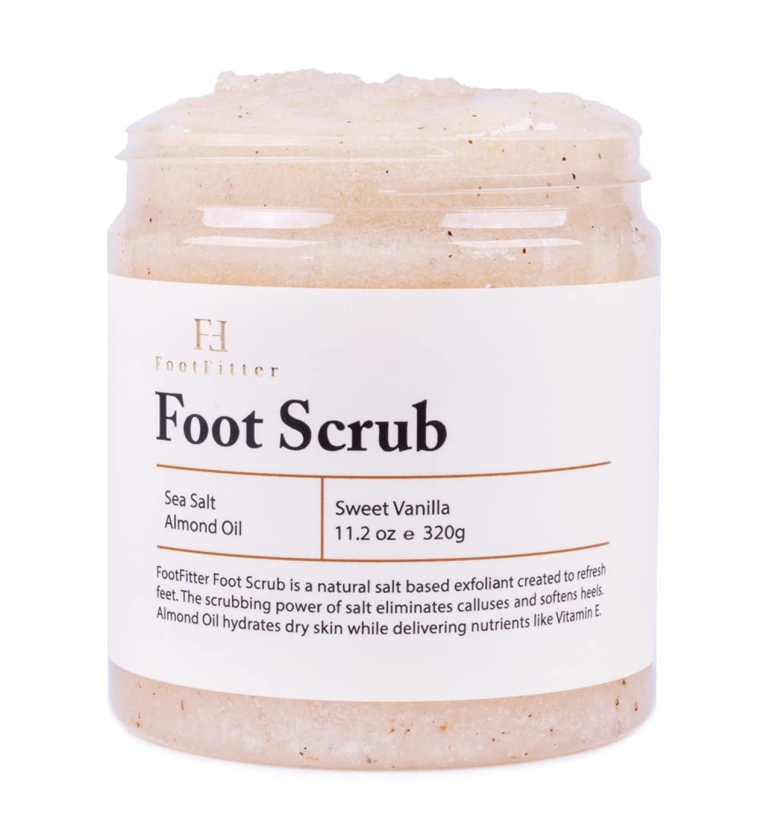 FootFitter Exfoliating Natural Sea Salt Foot Scrub - Sweet Vanilla (11.2 oz.) - Buy Online on GoSupps.com