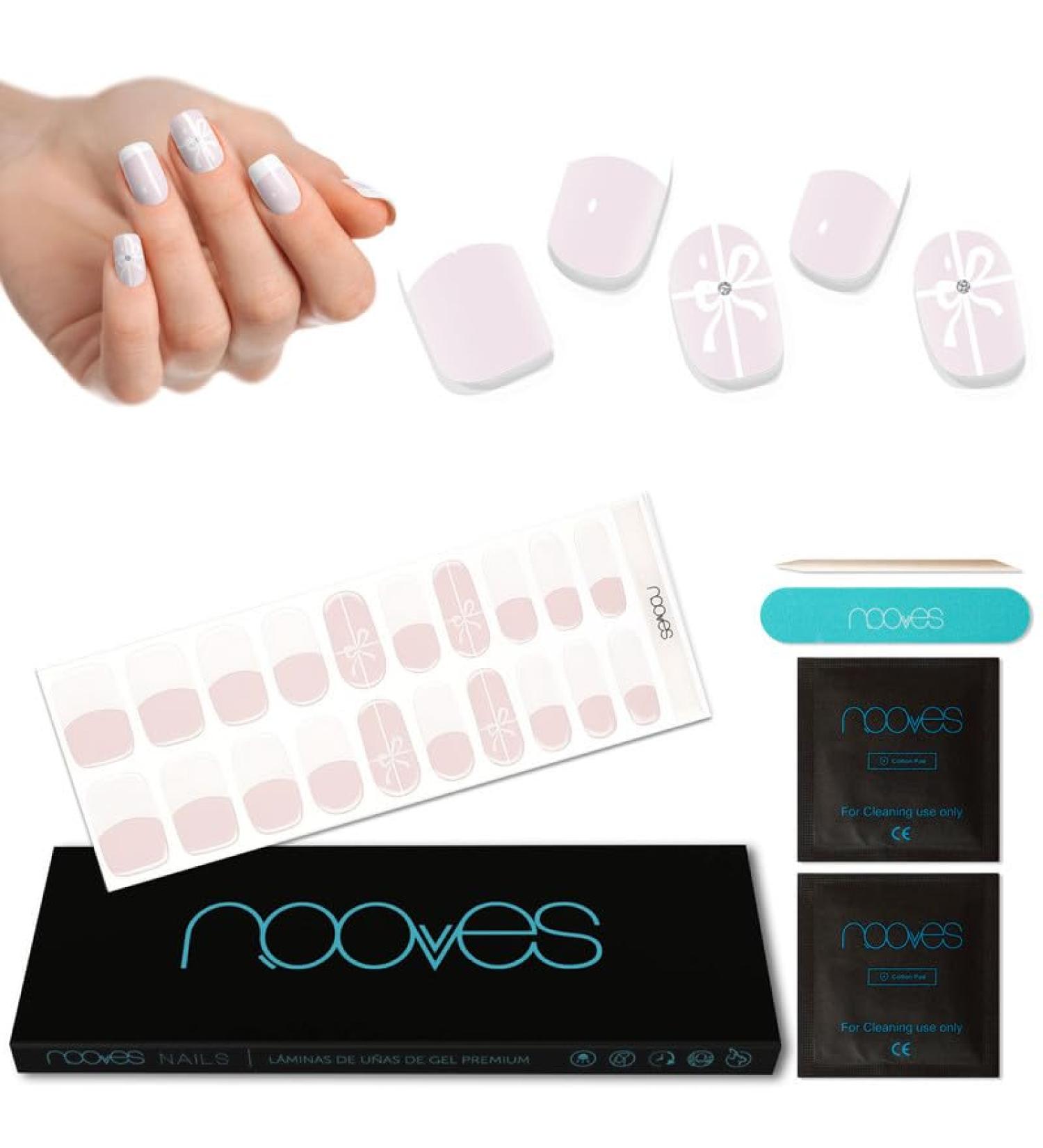  NOOVES NOOVES - French Gel Sheets | French: 20 semi-cured nails premium design stickers with file and orange stick vegan - Buy Online on GoSupps.com
