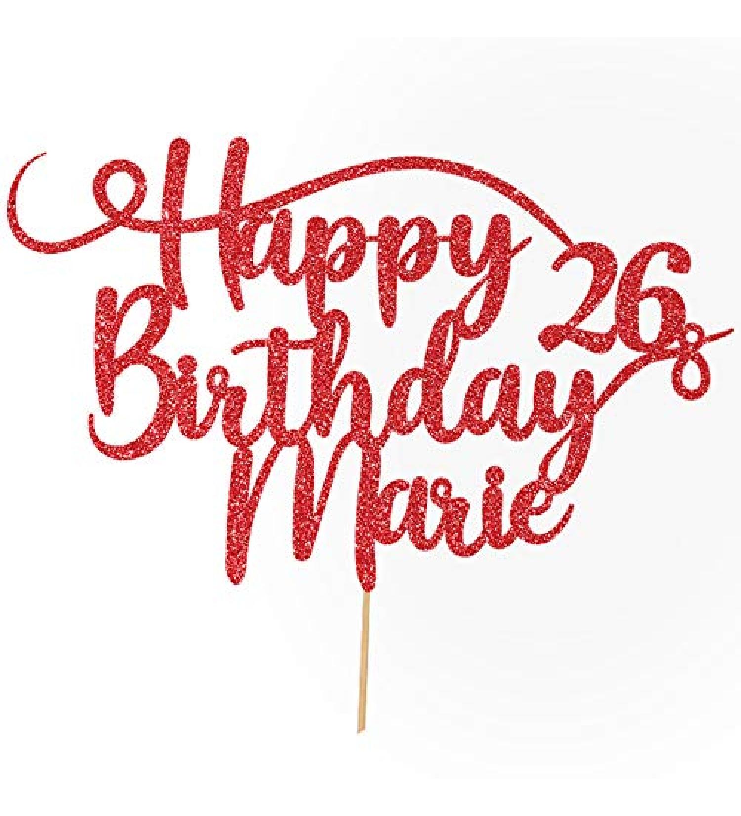 Personalized Happy Birthday Glitter Cake Decoration | Custom Name & Color Options | Ideal for Birthday Parties - Buy Online on GoSupps.com
