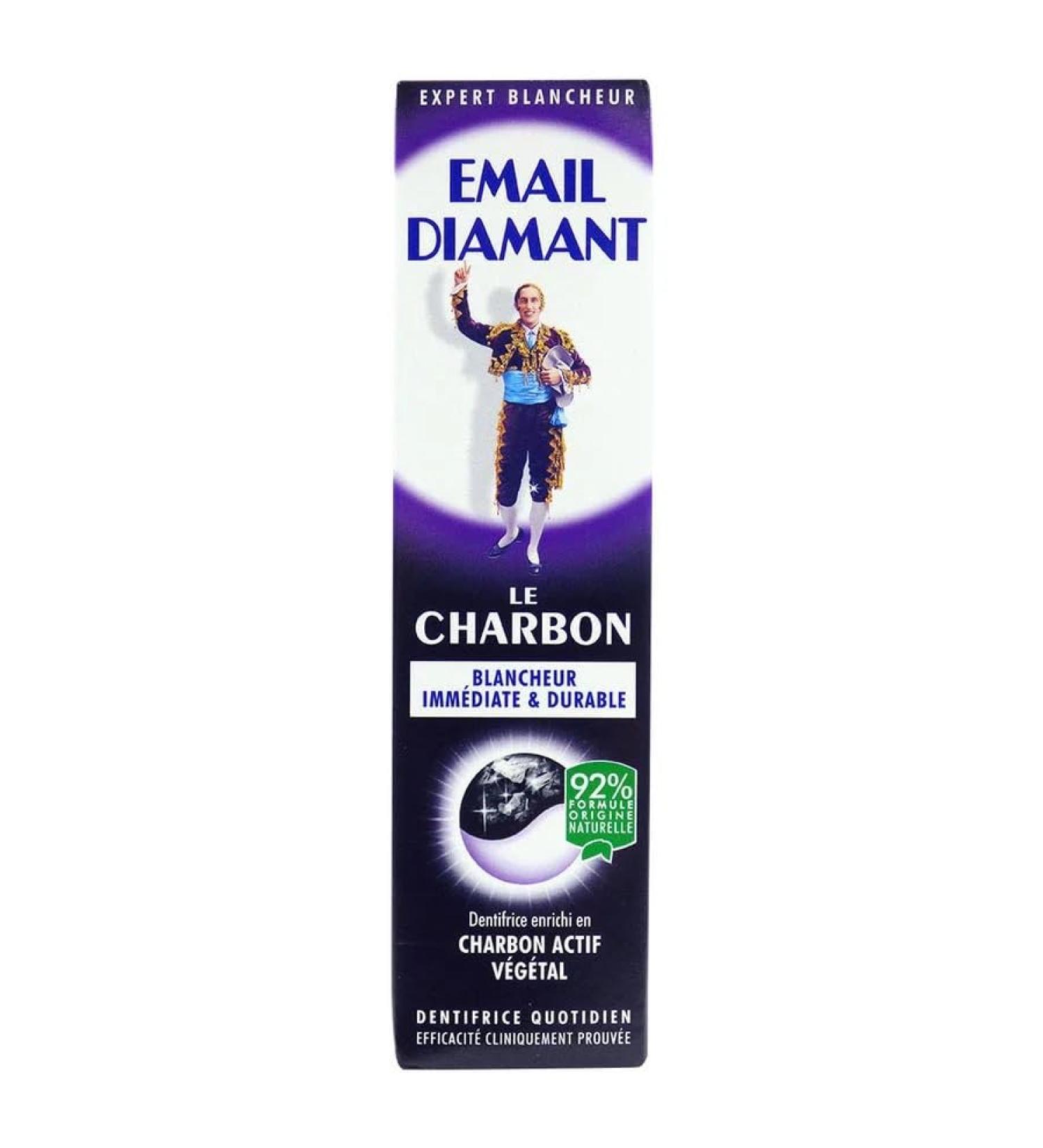 Enamel Diamond x1 Email Diamant Le Charbon Whitening Daily Toothpaste Original Cosmetic Activated Charcoal 75ml Large Size 1 Tube