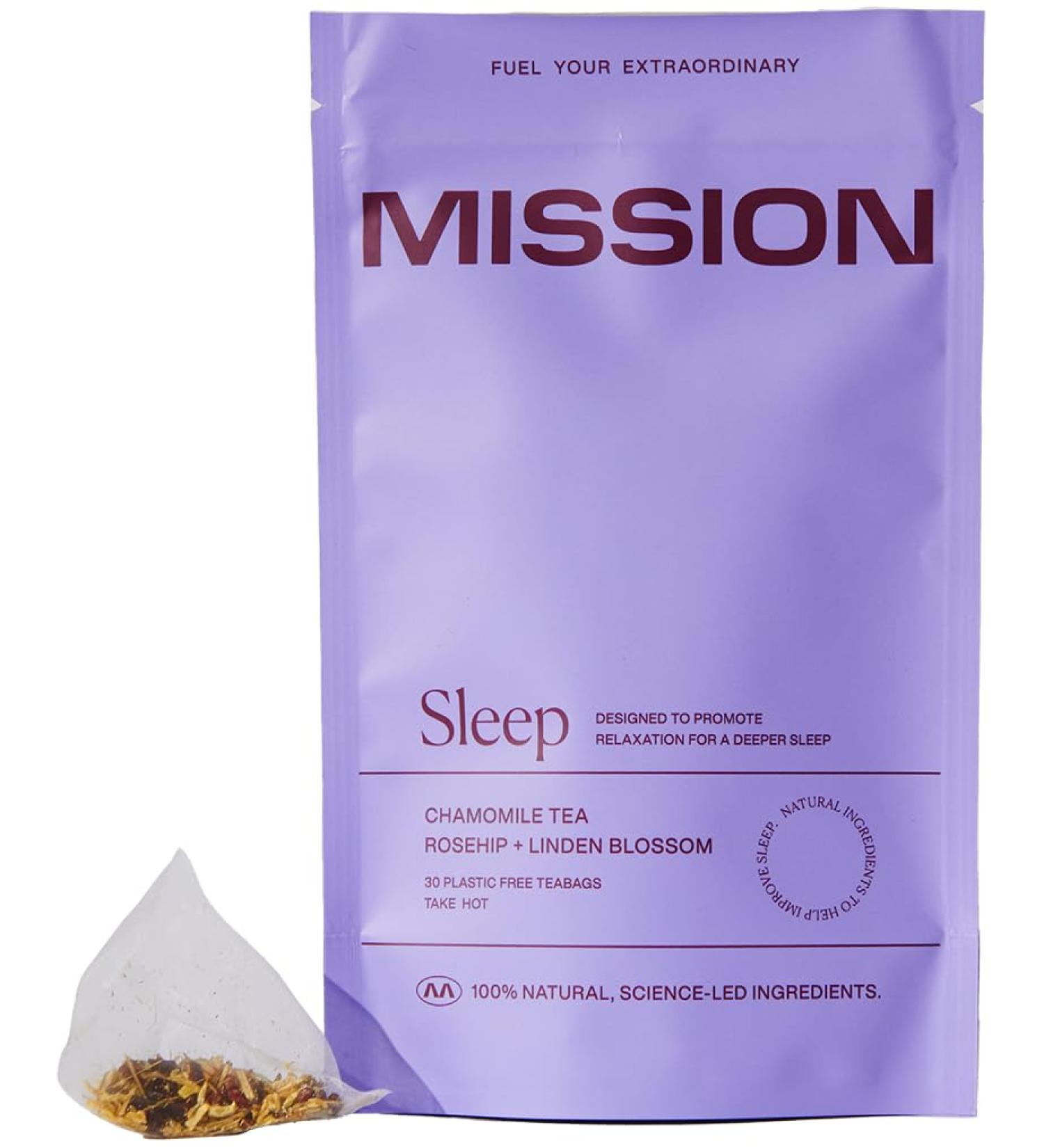Mission Sleep | Herbal Teabags with Chamomile & Linden Blossom | Pyramid Tea Bags (30 Teabags) 1 count (Pack of 30) - Buy Online on GoSupps.com