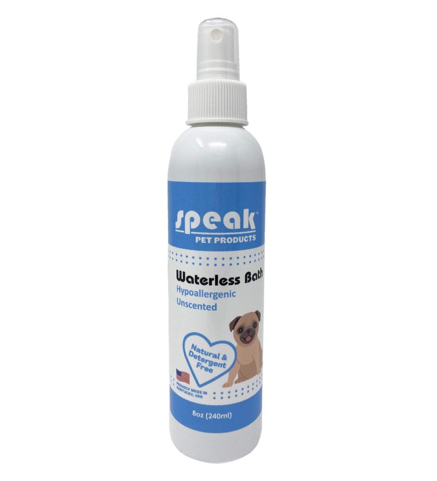 Speak Pet Products Natural Waterless Bath Spray for Dogs - Hypoallergenic & Unscented - 8oz - Buy Online on GoSupps.com
