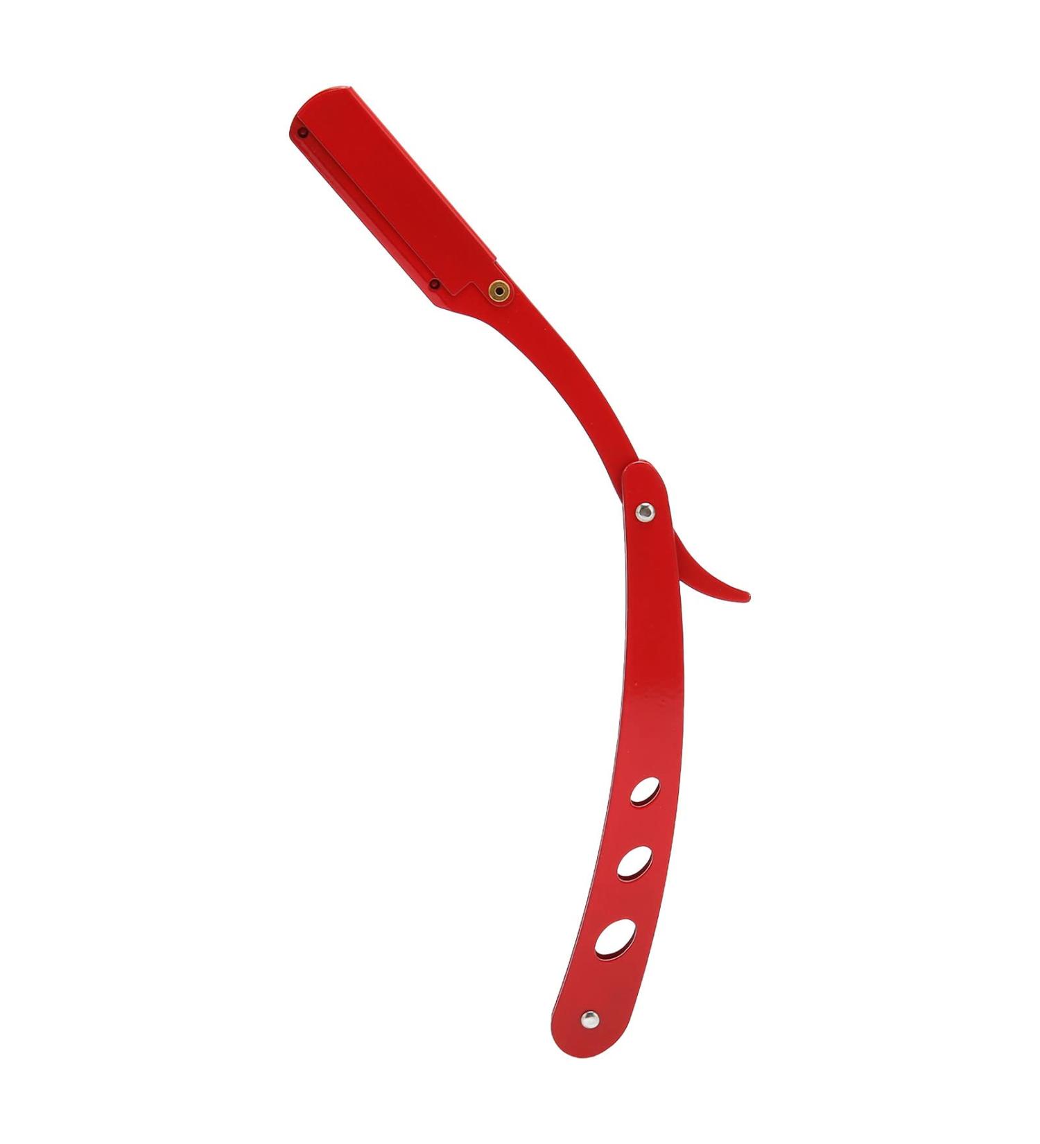 Beard Blade Holder - Portable Manual Folding Straight Edge Alloy Haircut Blade Holder in Red - Perfect for International Shipping - Buy Online on GoSupps.com