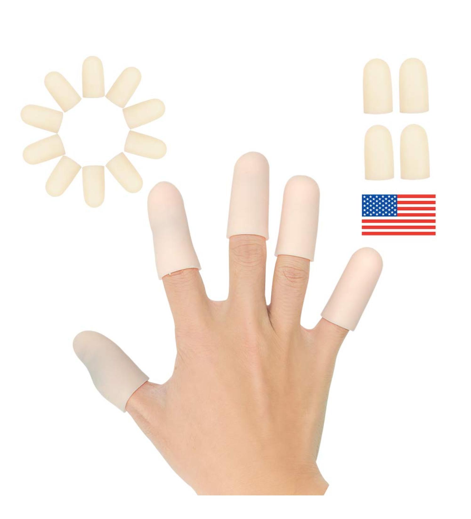 Gel Finger Cots (14 PCS) - Finger Protector Support for Trigger Finger, Hand Eczema, Arthritis - New Material Finger Sleeves for Finger Cracking - Beige (Short) - Buy Online on GoSupps.com