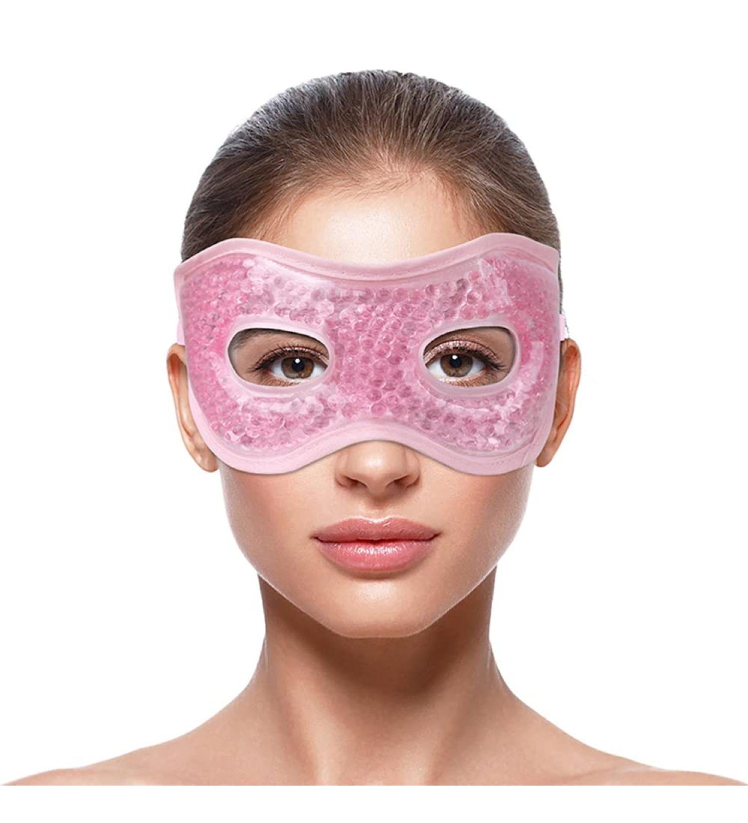 NEWGO Cooling Eye Mask Reusable Hot Cold Therapy Gel Eye Mask with Soft Plush Relief for Puffy Eyes Dark Circles Migraine Headache Sinus Pain - Pink - Buy Online on GoSupps.com