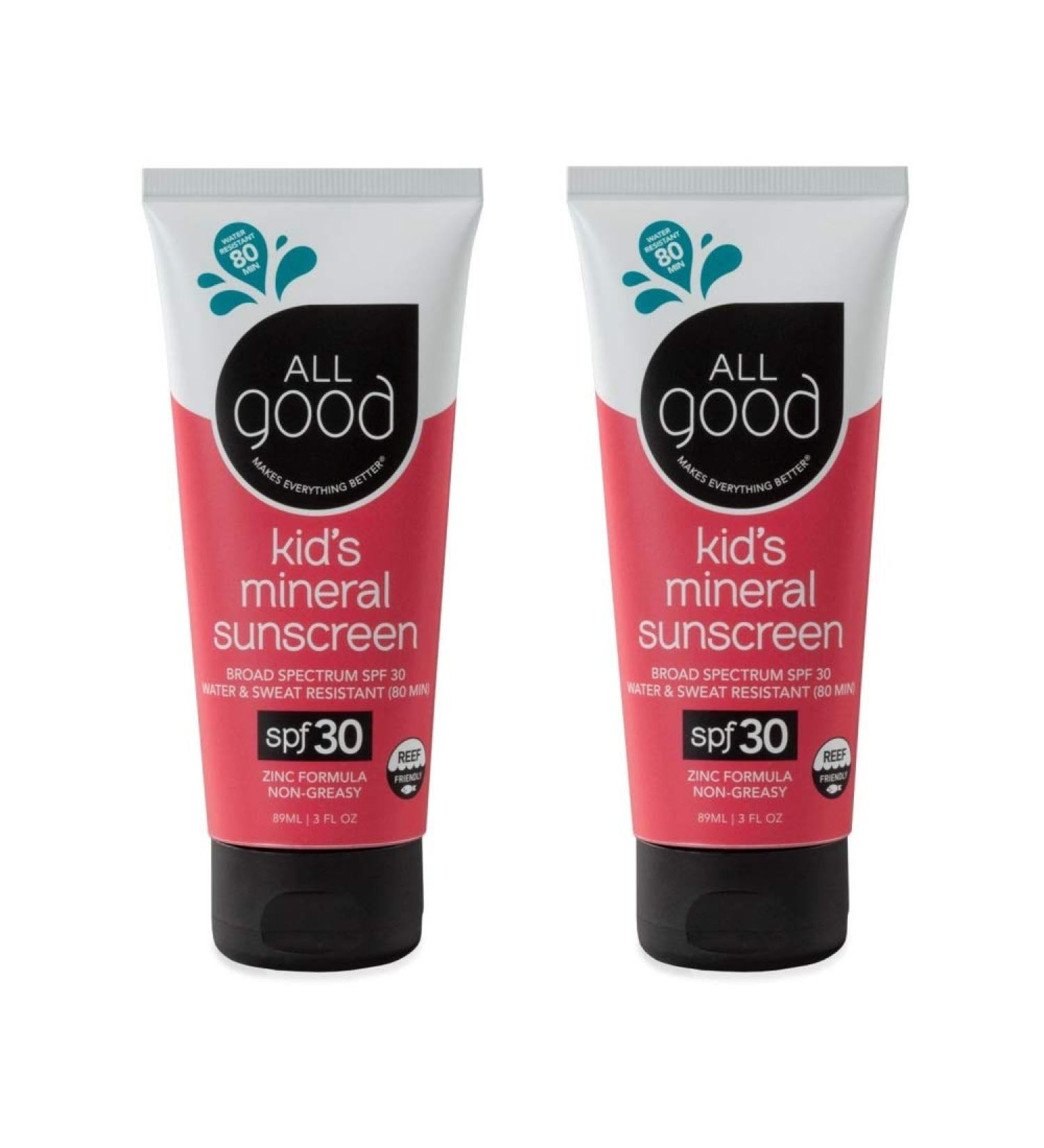 All Good Baby & Kids SPF 30 Sunscreen Lotion - Zinc Oxide - Coral Reef Friendly - 2-Pack 3 Fl Oz - Buy Online on GoSupps.com