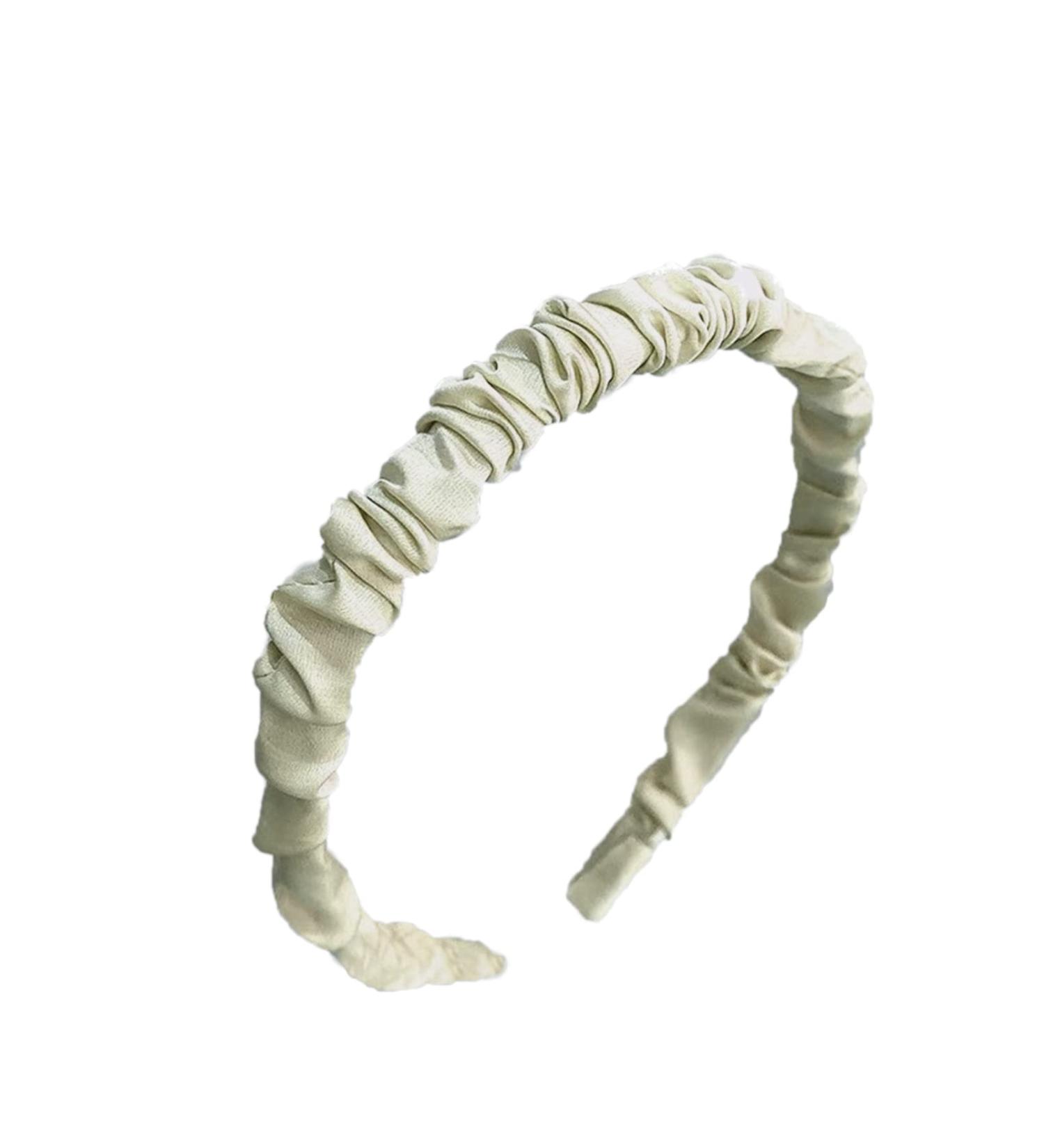 Verdant Touch Ruched Hair Band Ruched Satin Pleated Headband Hair Hoop for Women and Girls Green