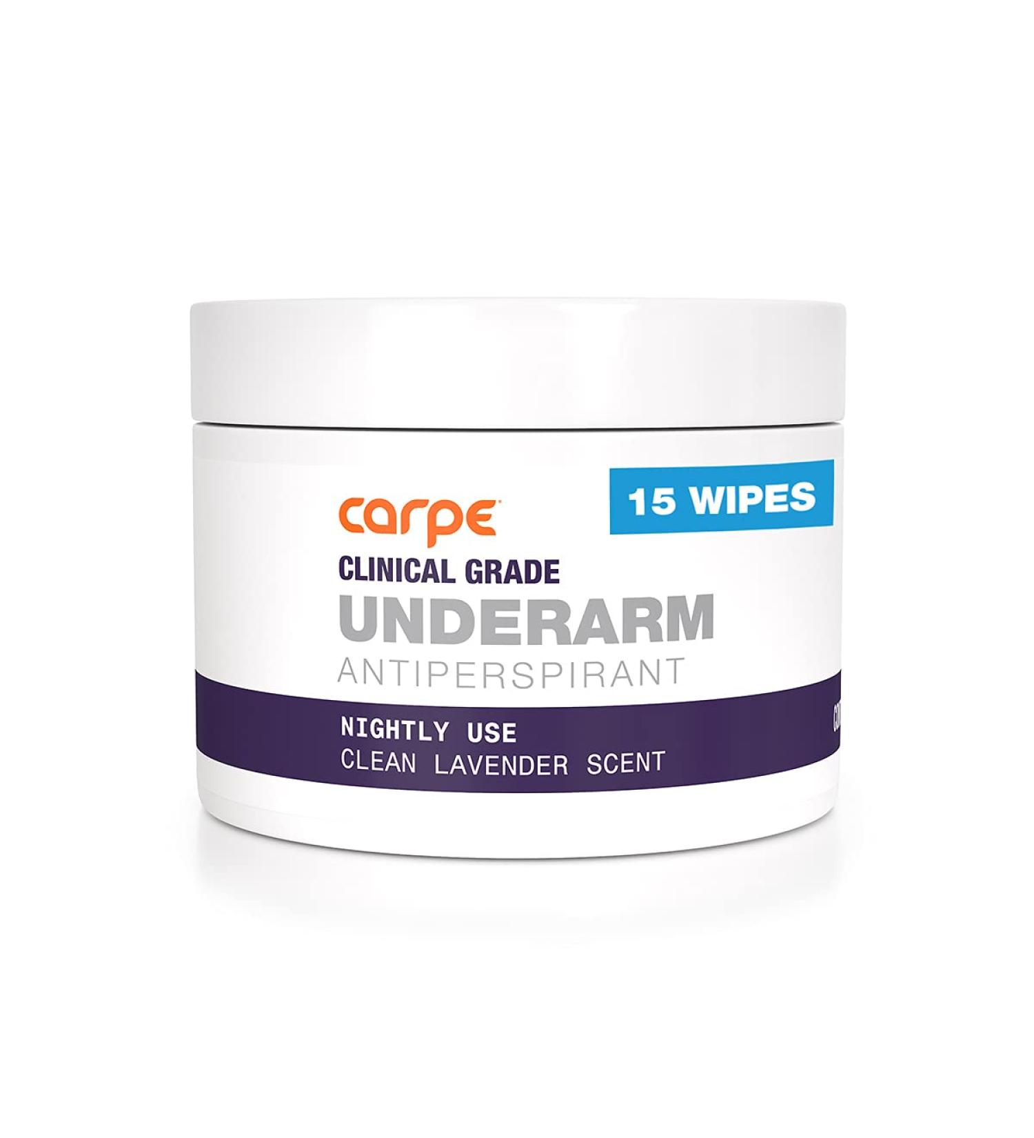 Carpe Clinical Grade Underarm Wipes - Antiperspirant Wipes for Excessive Sweat Prevention | 15 Anti Sweat Wipes for Hyperhidrosis Control - Buy Online on GoSupps.com
