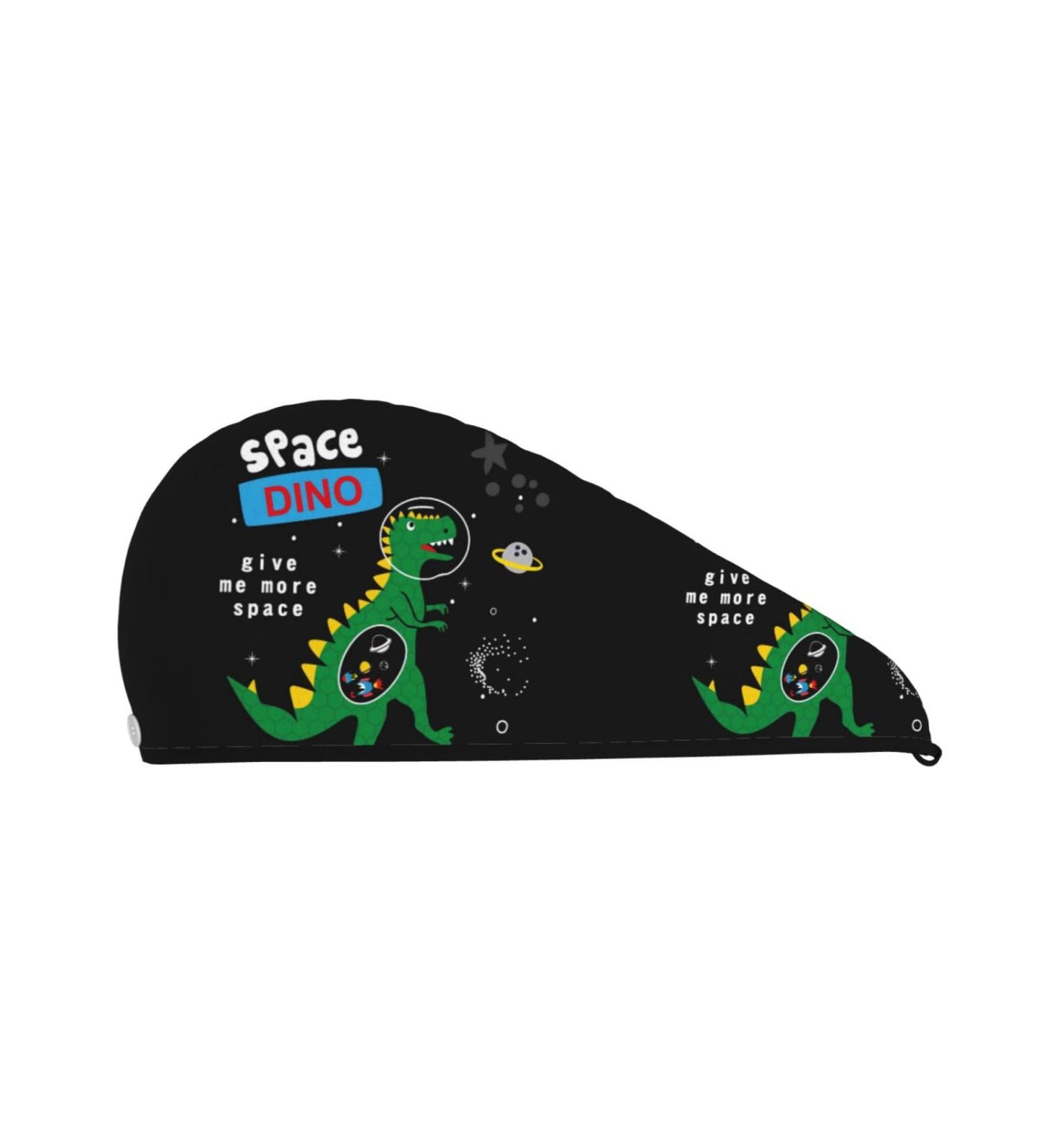Space Dino Cartoon Microfiber Hair Towel for Women - Soft Super Absorbent Wrap for Long Curly & Thick Hair - Quick Dry Coral Velvet Cap - Buy Online on GoSupps.com