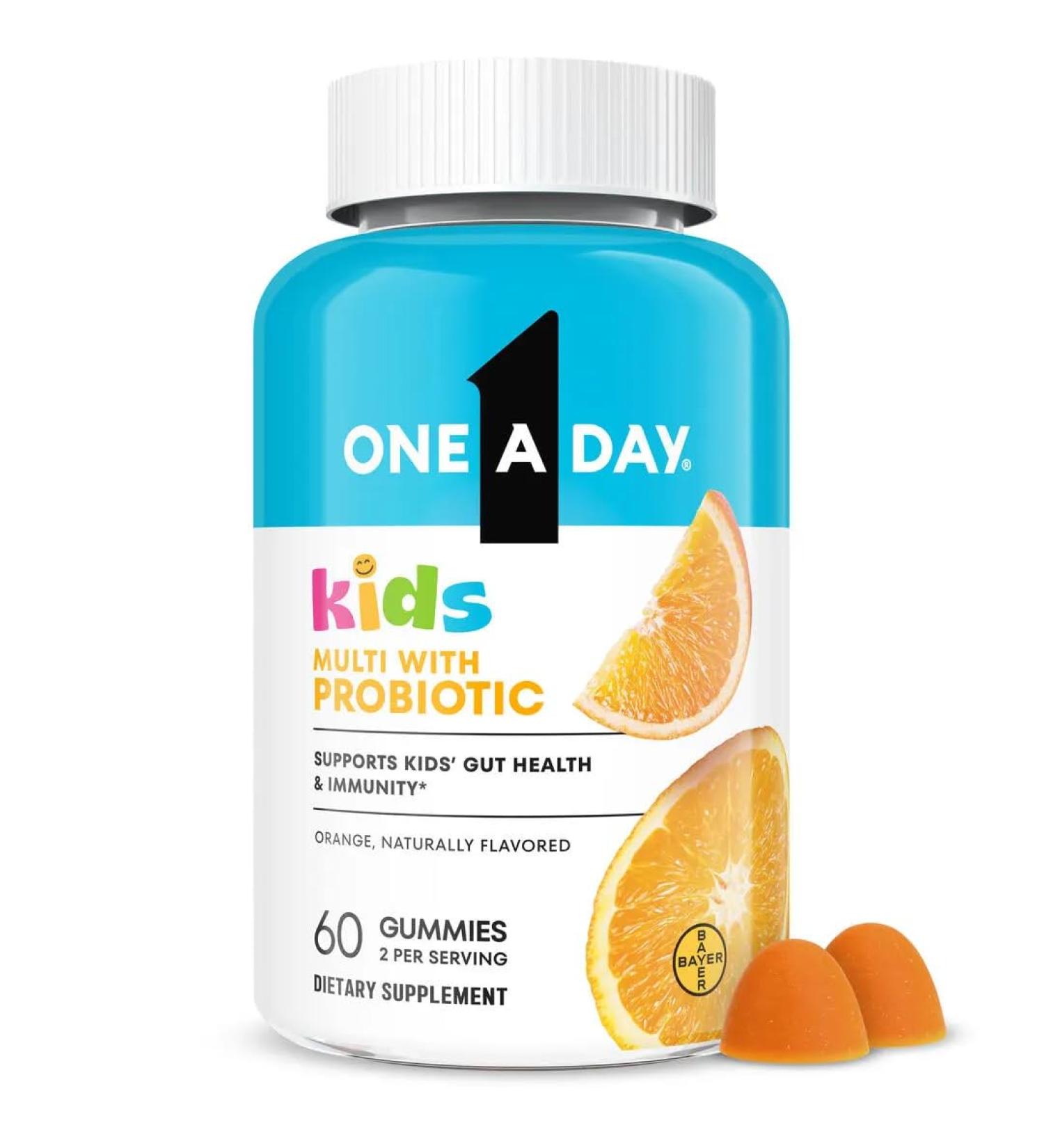 One A Day Kids Multivitamin with Probiotic Multivitamin Gummies Kids Probiotic for Digestive Health Gummy Vitamins with Vitamin D for Immune Support Orange Flavor 60 Count - Buy Online on GoSupps.com