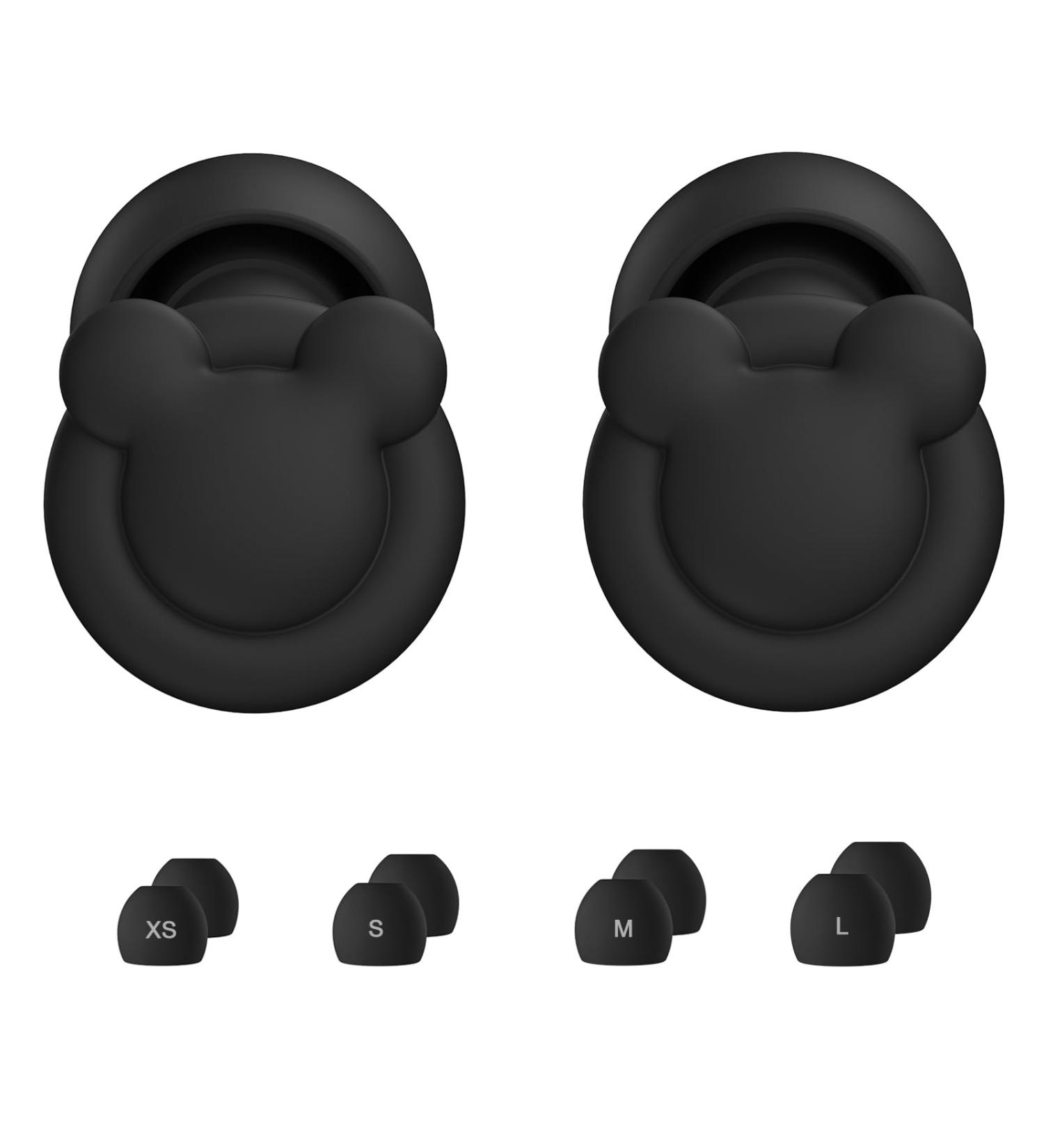 Reusable Silicone Ear Plugs 33dB Noise Reduction - 4 Pairs for Sleep, Concerts, Travel - XS/S/M/L Sizes - Black - Buy Online on GoSupps.com