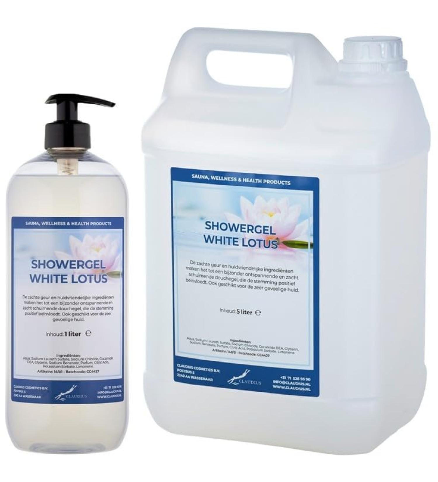 Claudius Showergel White Lotus 5 liter + 1 liter with pump transparent