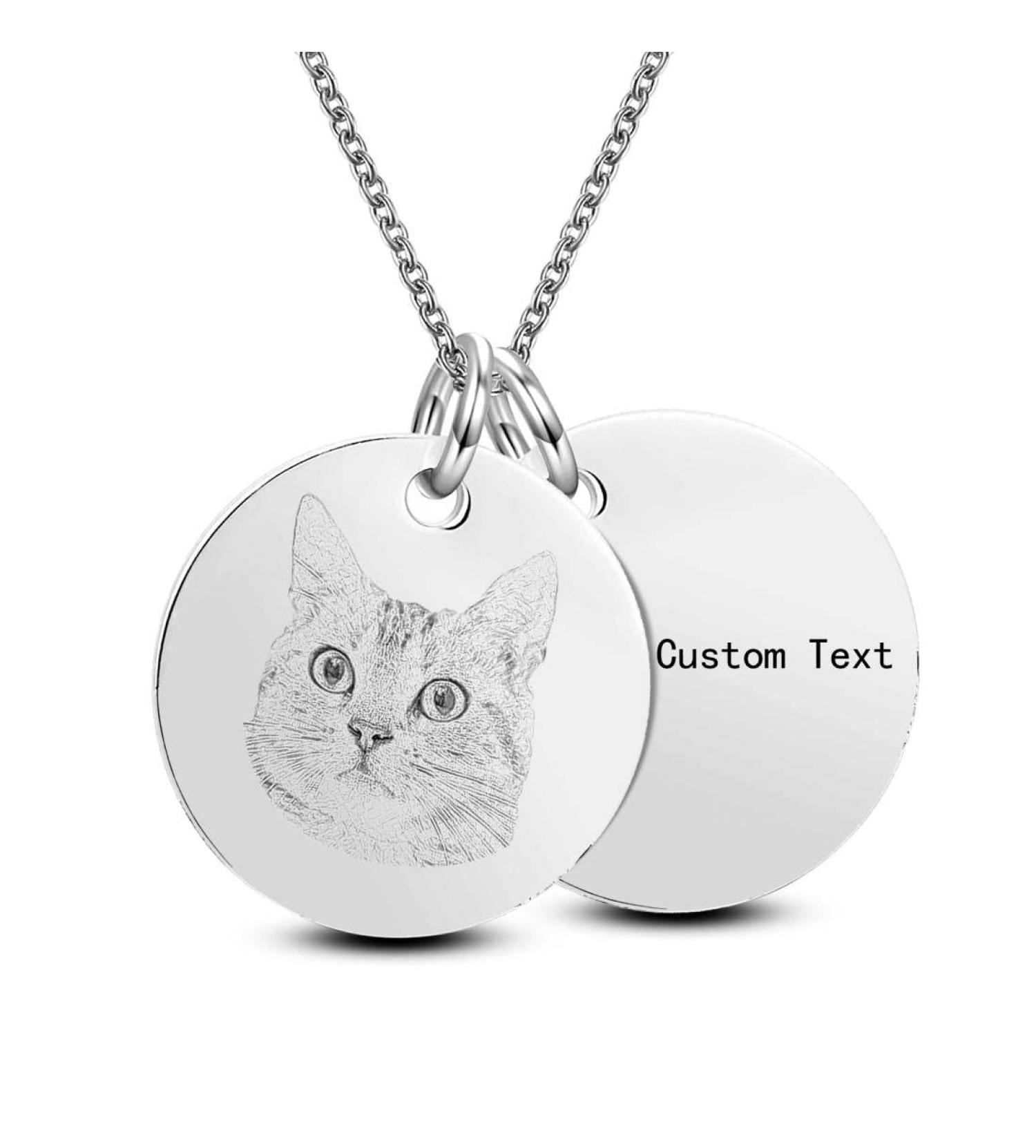 Personalized Photo Cat Heart Necklace | Sterling Silver Custom Engraved Pet Lover Gift | Catoka - Buy Online on GoSupps.com