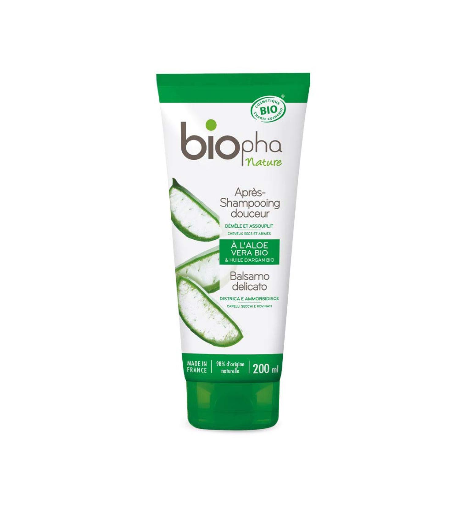 Biopha Nature Gentle Conditioner for all hair types Aloe vera sweet almond & organic argan oil Softened and shiny hair A 200ml tube - Buy Online on GoSupps.com