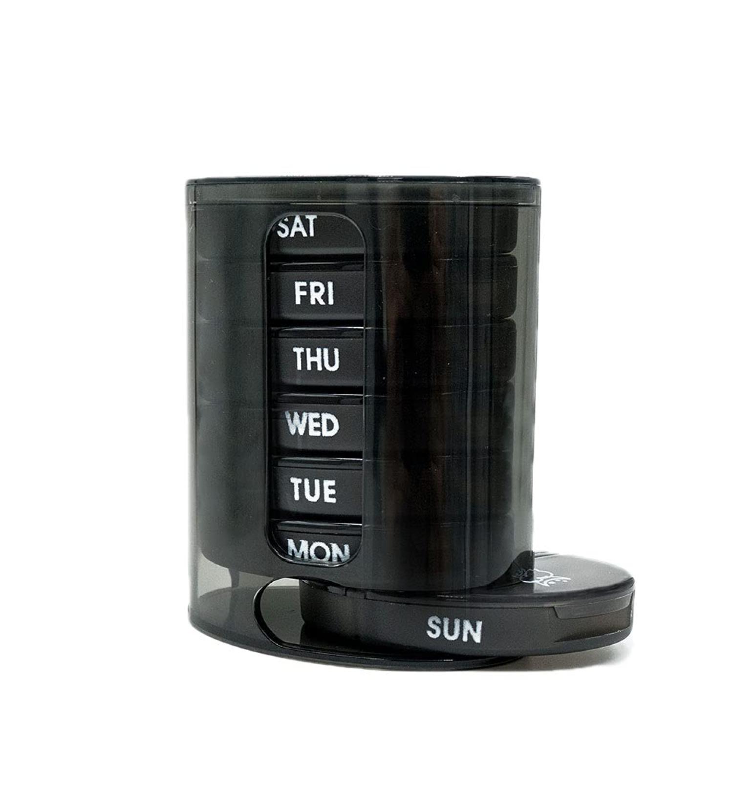 GIIYAA Weekly Pill Organizer - 7 Day Portable Pill Box Case with AM/PM Compartments - Black - Buy Online on GoSupps.com