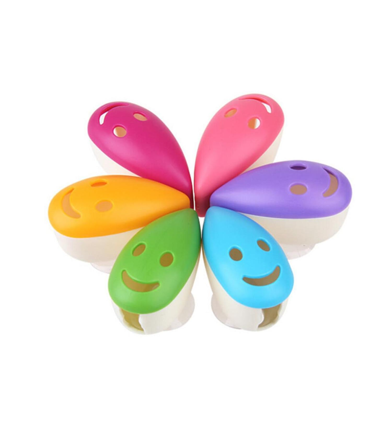 Stobaza Cute Smile Face Toothbrush Holder Covers - 4 Pack Suction Cup Portable Protection for Home & Travel - Buy Online on GoSupps.com