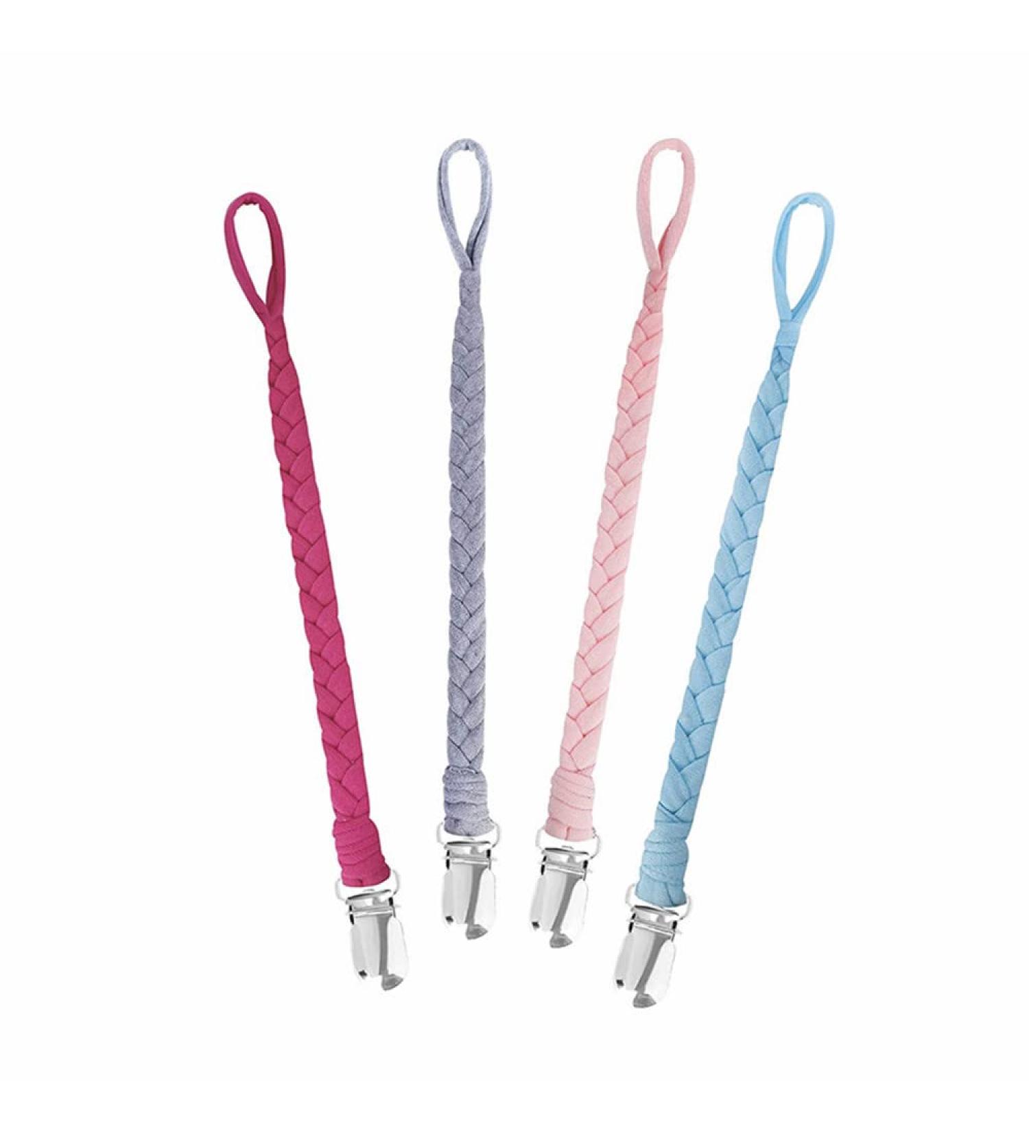 Shop LATRAT 4-Piece Cotton Pacifier Chain Set | Durable Fabric Attachments for Babies | Stylish Bibs & Triangular Design - Buy Online on GoSupps.com