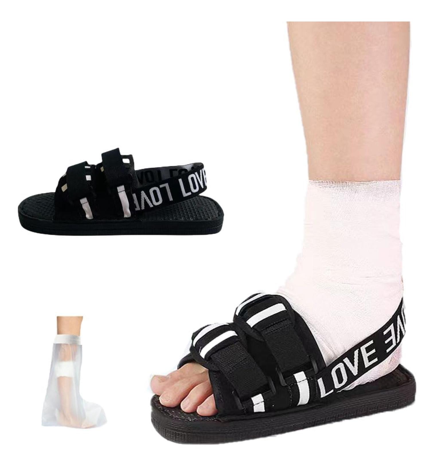 DEEYOTA Post Op Shoe for Broken Foot | Adjustable Medical Walking Boots for Foot Injuries & Fractures | Orthopedic Rehabilitation Cast Shoes - Left or Right Black M - Buy Online on GoSupps.com