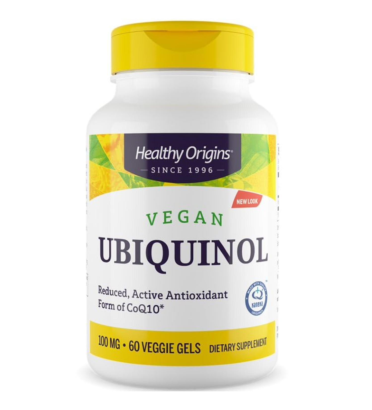 Healthy Origins Vegan Ubiquinol 100mg - High Dose Gluten-Free Non-GMO 60 Vegan Soft Capsules - Lab Tested Antioxidant Support - Buy Online on GoSupps.com