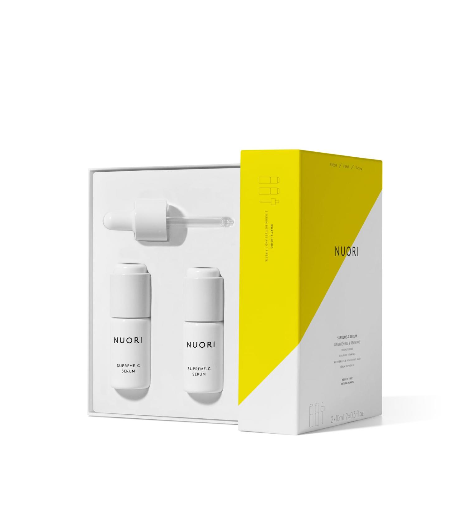 NUORI Supreme-C Serum | Brightening Vitamin C Serum for All Skin Types | All Natural | 2 x 10 ml - Buy Online on GoSupps.com