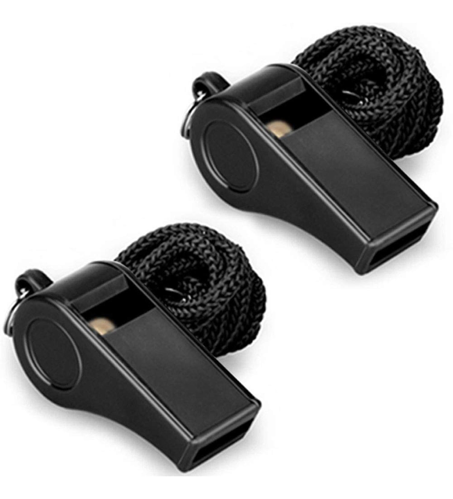 Hipat Plastic Sports Whistles with Lanyard - 2 Pack | Loud Crisp Sound for Coaches, Referees, and Officials | Black - Buy Online on GoSupps.com