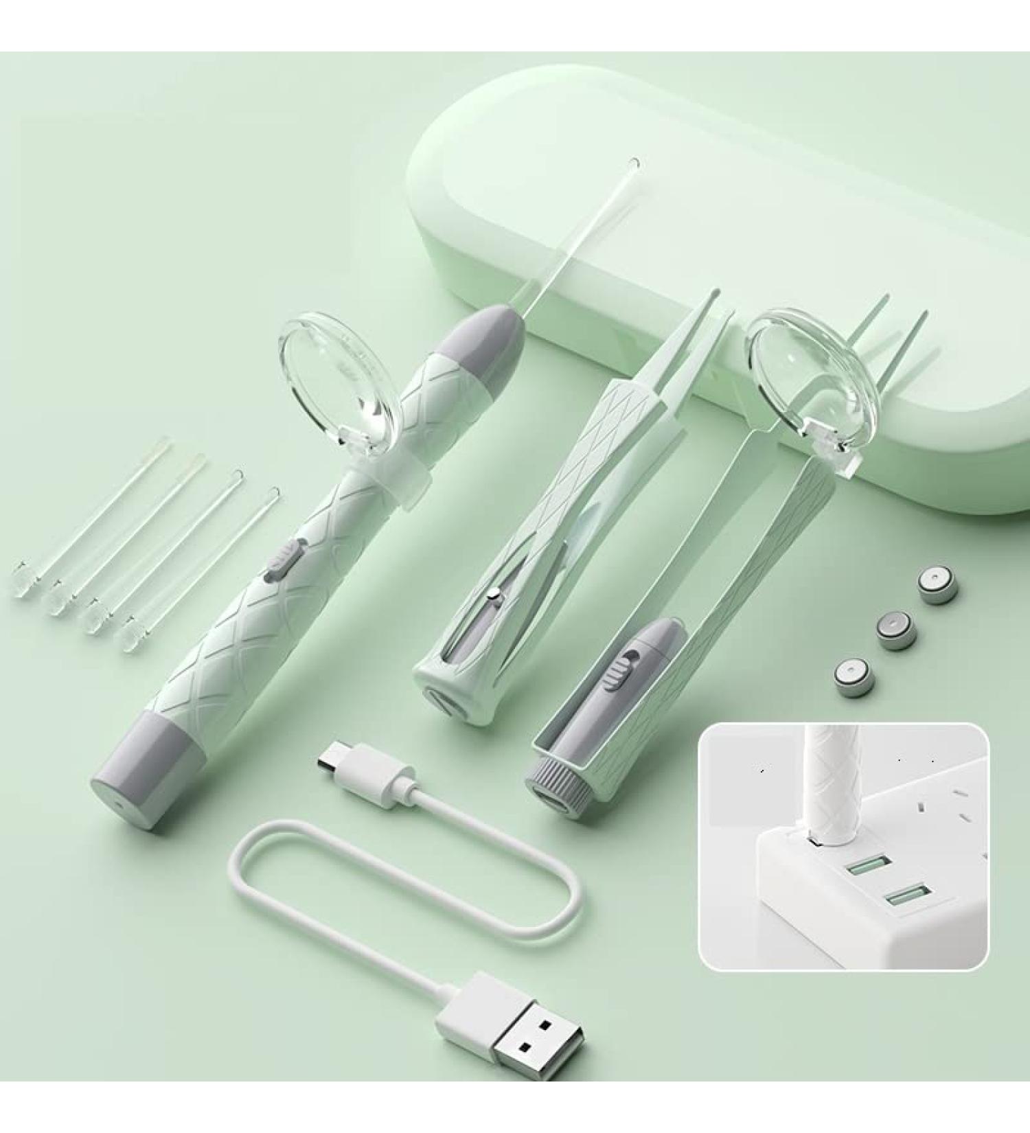 GRADENAIZE Ear Wax Removal Tool with LED Light Magnifier - Ear Cleaner Kit for Kids with Tweezers and Storage Box - 7PCS Earwax Removal Set (Green) - Buy Online on GoSupps.com