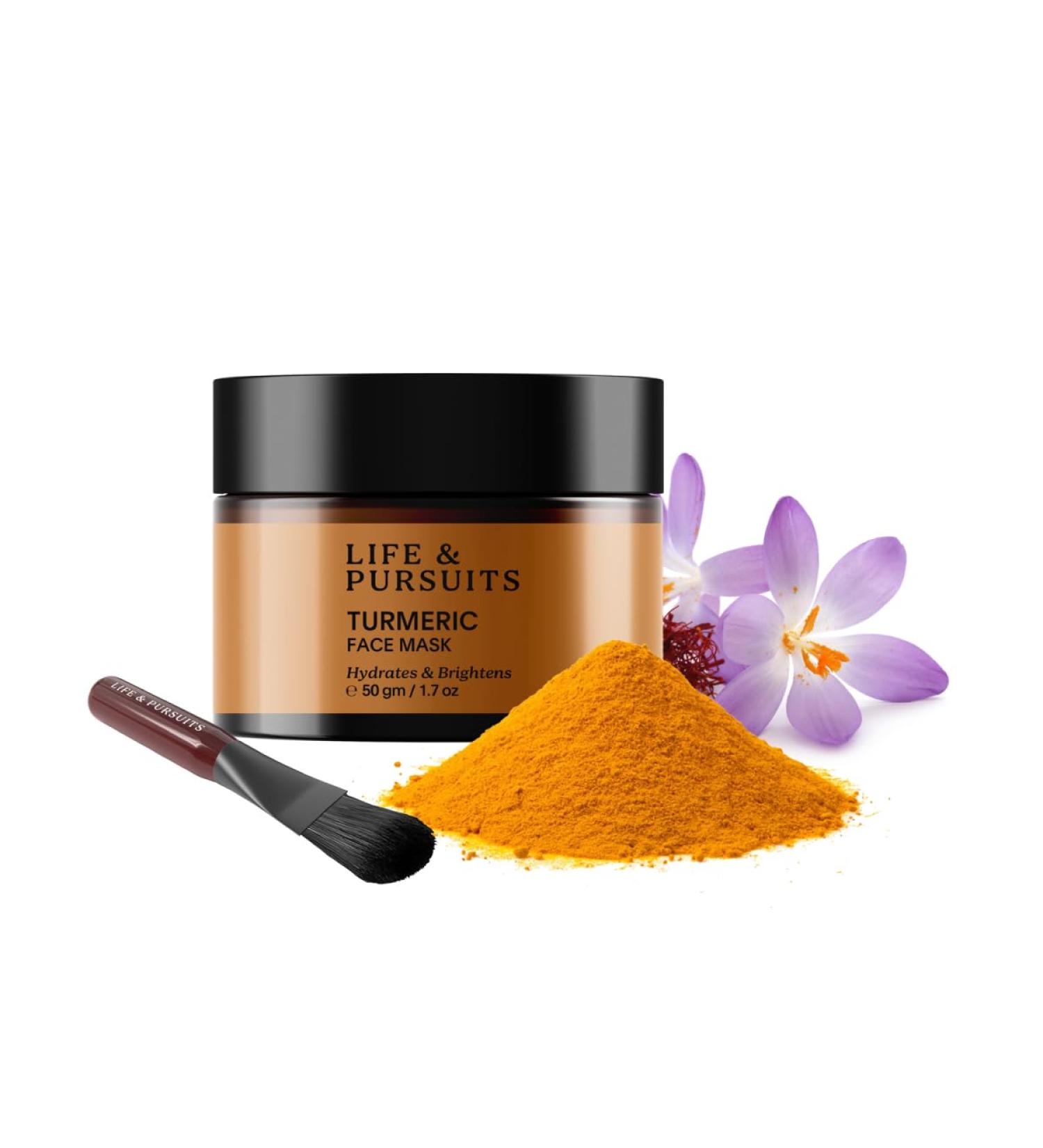 Buy Life & Pursuits Turmeric Face Mask - Ayurvedic Clay Mask for Brightening & Detoxifying Skin | Vitamin C Aloe Vera - 1.7 Fl Oz - Buy Online on GoSupps.com
