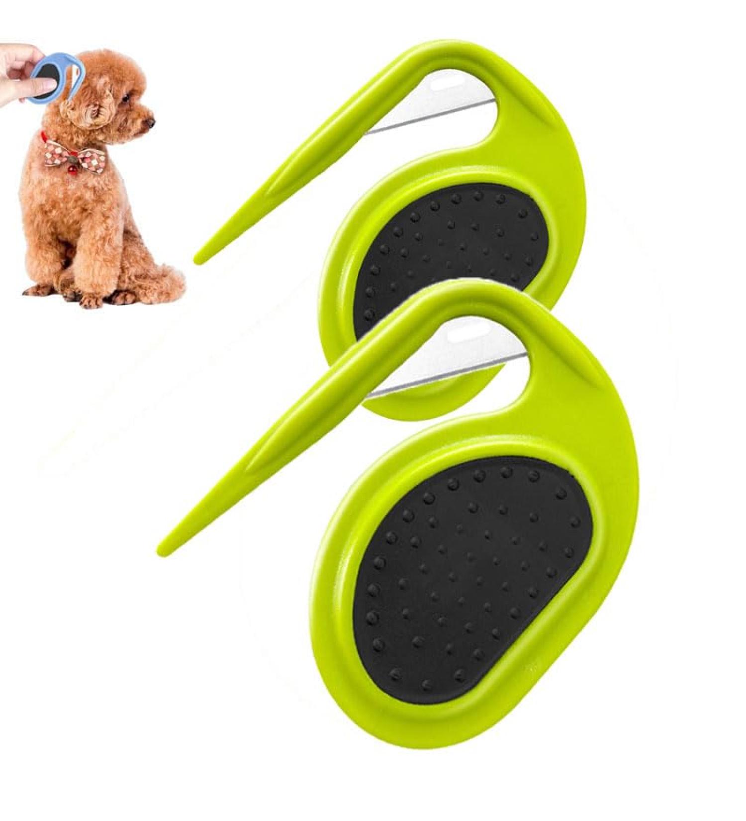 Professional PET Knotting Comb - Steel Blade De-Fuzzer for Cats & Dogs | Remove Matted Fur Easily (Green) - Buy Online on GoSupps.com