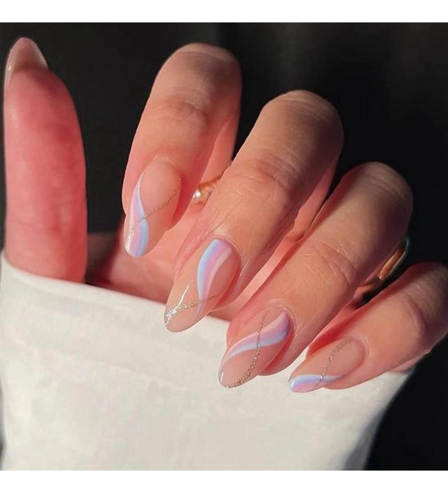HJKOGH 24 PCs/Box Oval Head Almond False Nails Wearable Long Stiletto Fake Nails Full Cover Nail Tips Full Finished Press On Nails (Color : C) - Buy Online on GoSupps.com