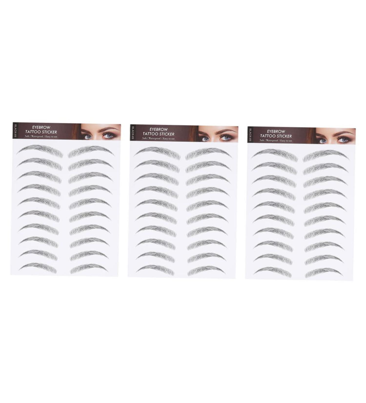 Balacoo 3 Sheets Waterproof Eyebrow Stickers Mens Sticking Stuffers Hair- Temporary Brow Tattoos Make up 3d 21x15cm Black - Buy Online on GoSupps.com