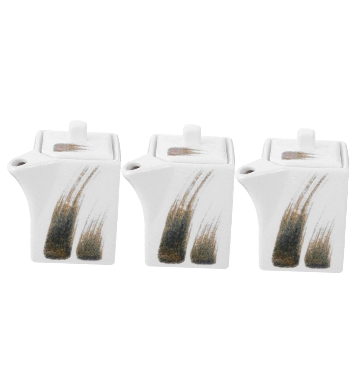 HOMSFOU 3pcs Ceramic Sauce Vinegar Pot Vintage Soy Sauce Dispenser Japanese Oil Cruet Ceramic Soy Sauce Dispenser Olive Oil Dispenser Sauce Jar Liquid Ceramics Chili White Storage Bottle - Buy Online on GoSupps.com