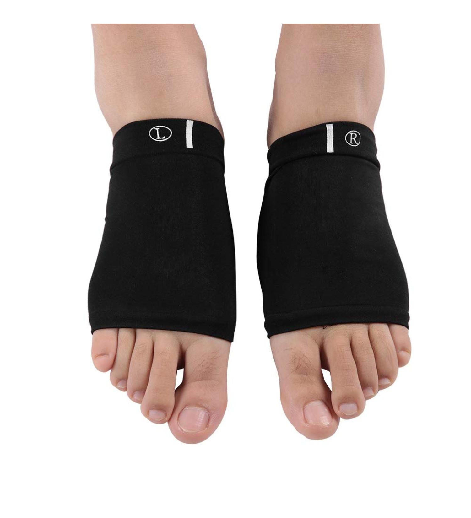 Compression Adjustable Arch Support Sleeves with Gel Cushions | Foot Plantar Fasciitis Relief & Pain Support Socks - International Shipping Available - Buy Online on GoSupps.com