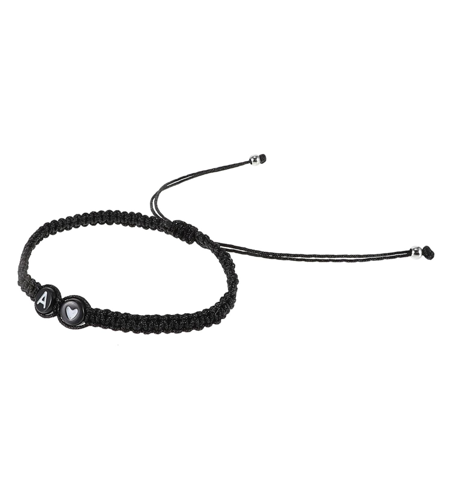VALICLUD 4pcs Black and White Heart Bracelet Black Rope Bracelet Matching Unisex Beads Heart Bracelet Mens Cuff Bracelet Rope Bracelets Men and Women To Weave The Letter Is Acrylic Gift 6X6X0.5CM Black A - Buy Online on GoSupps.com