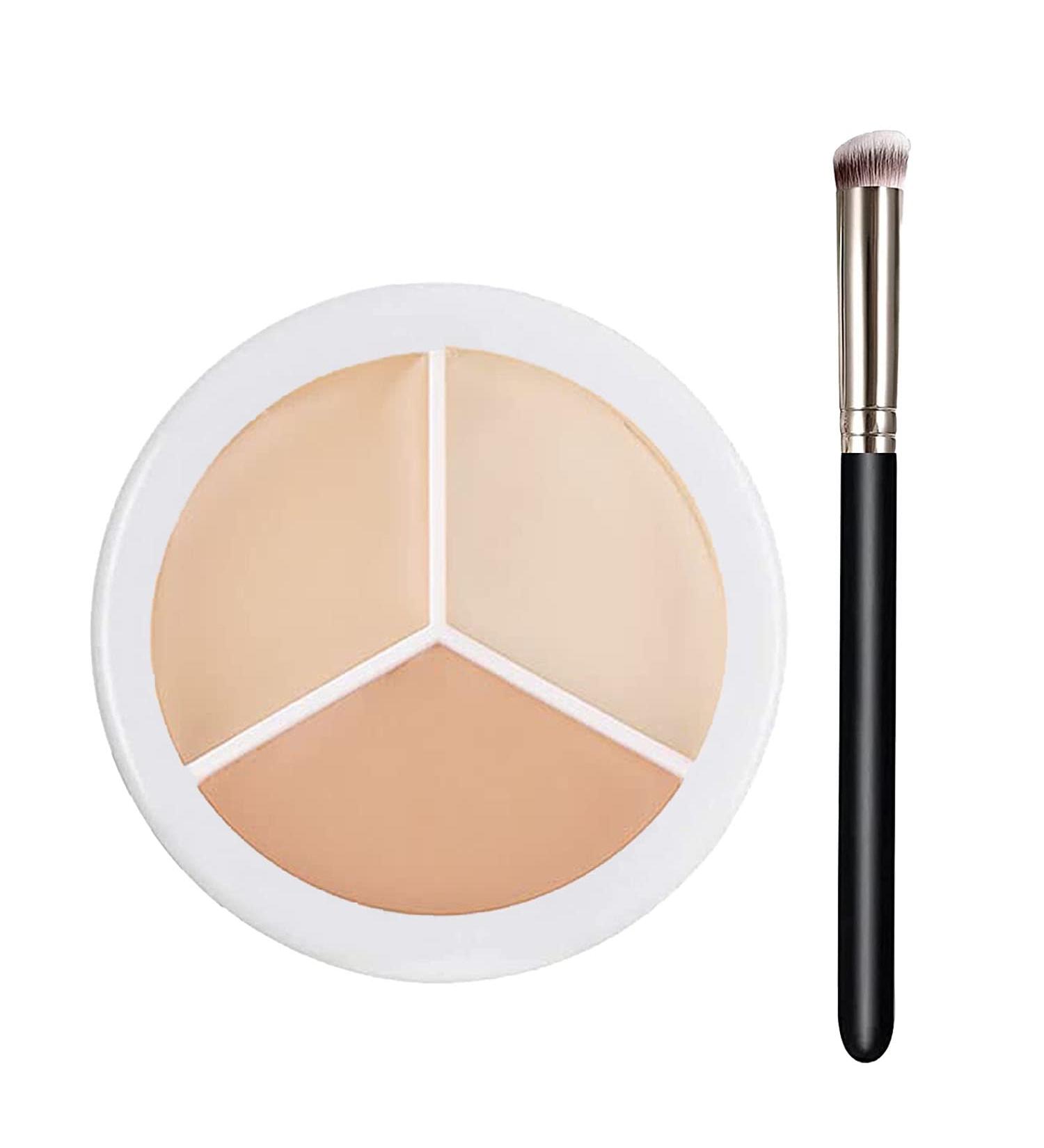 Concealer Contour Palette with Brush - 3-in-1 Color Correcting Highlight and Contour Makeup Kit for Dark Circles - Waterproof & Long-Lasting Formula - Buy Online on GoSupps.com