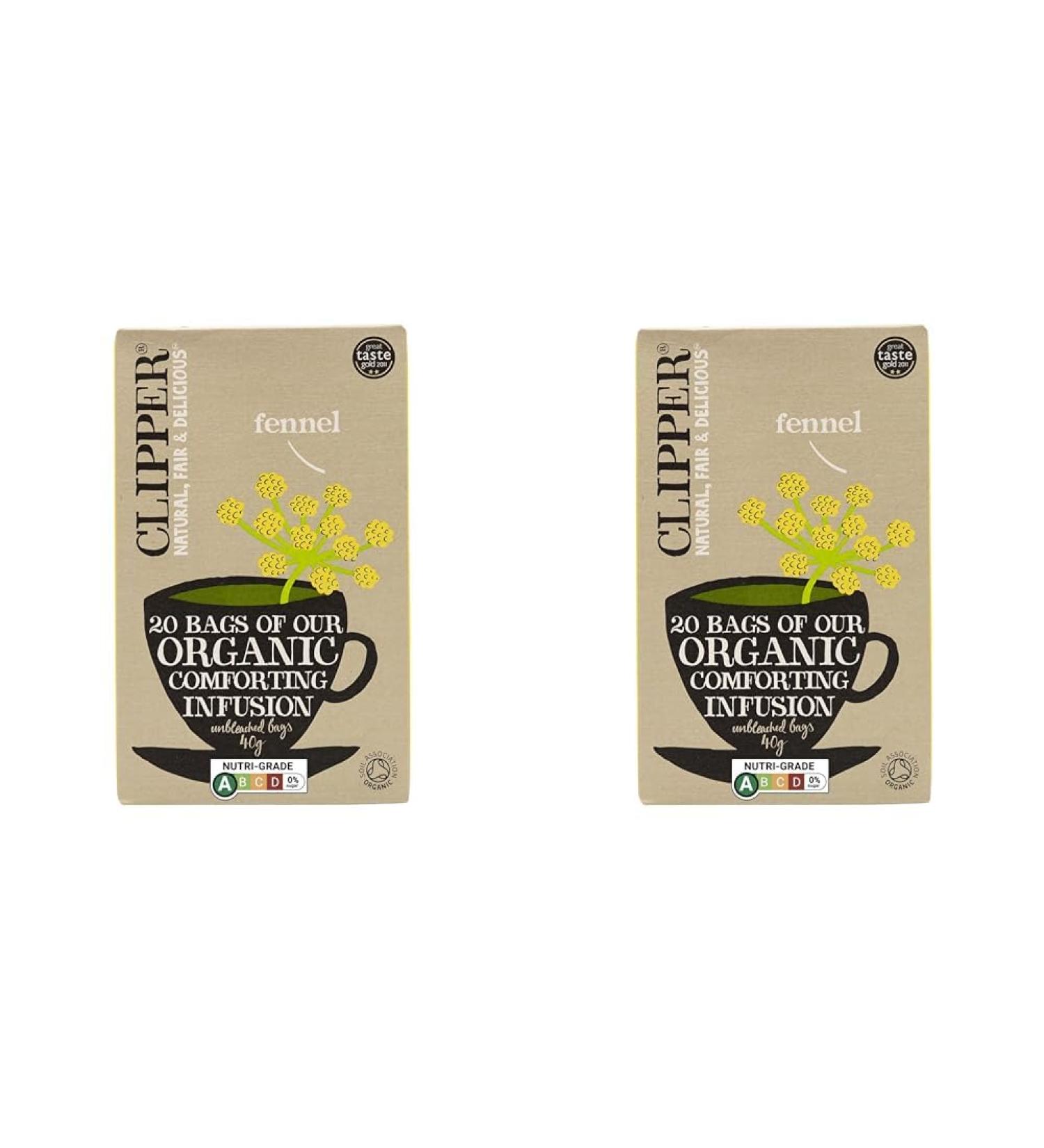 Clipper Organic Fennel Tea Bags | 20 Infusion Teabags | Pure Caffeine Free Tea for Home or Office | Eco-Conscious Herbal Tea Bags | Natural Unbleached Plant-Based & Biodegradable in Heat Sealed Bags 20 Count (Pack of 2) - Buy Online on GoSupps.com