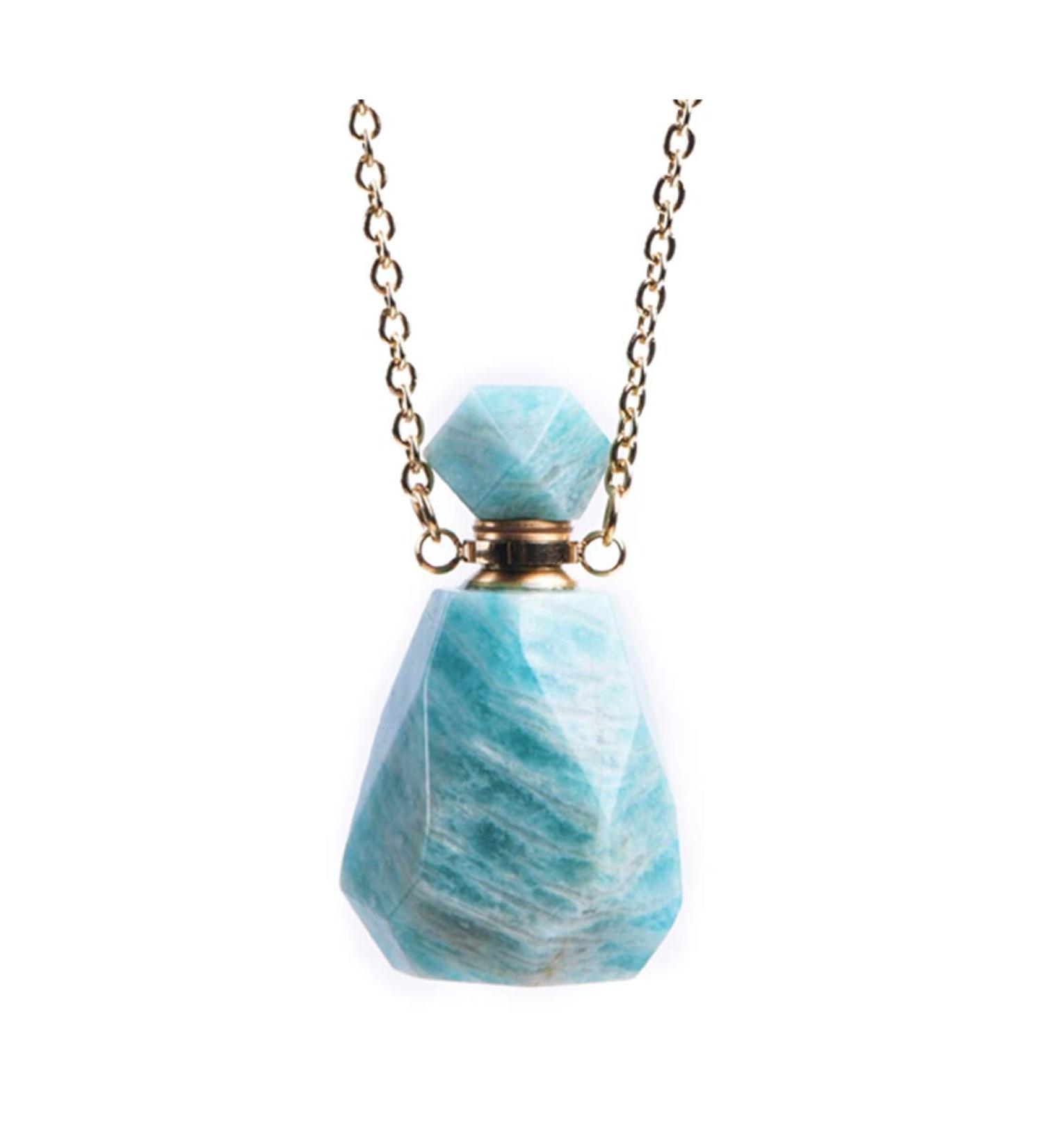 YGLINE Natural Gemstones Perfume Bottle Pendant Long Necklace - Unique International Shipping - Buy Online on GoSupps.com