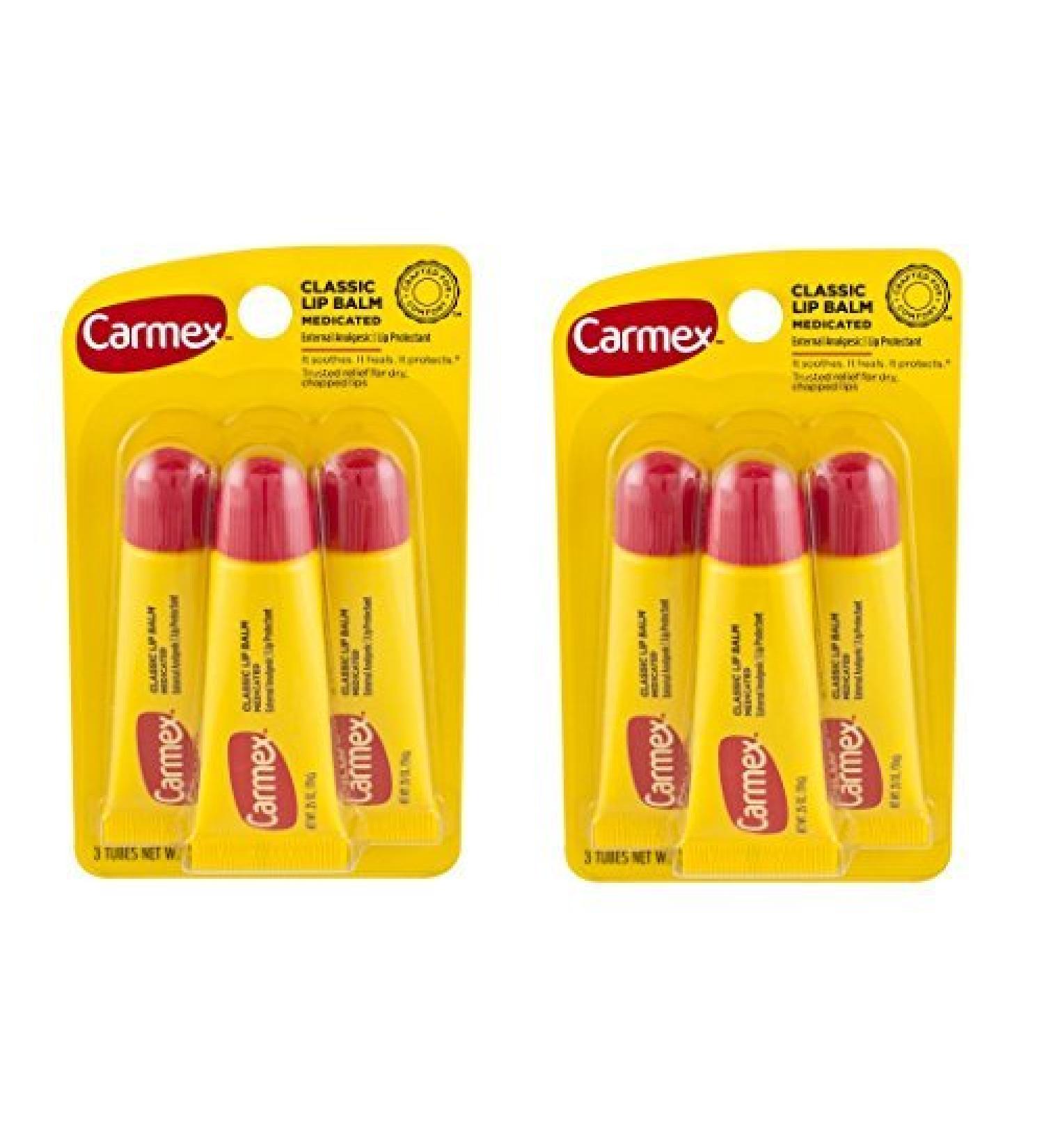 Carmex Lip Balm Tube Classic Medicated 0.35 Ounce (6 Tubes)
