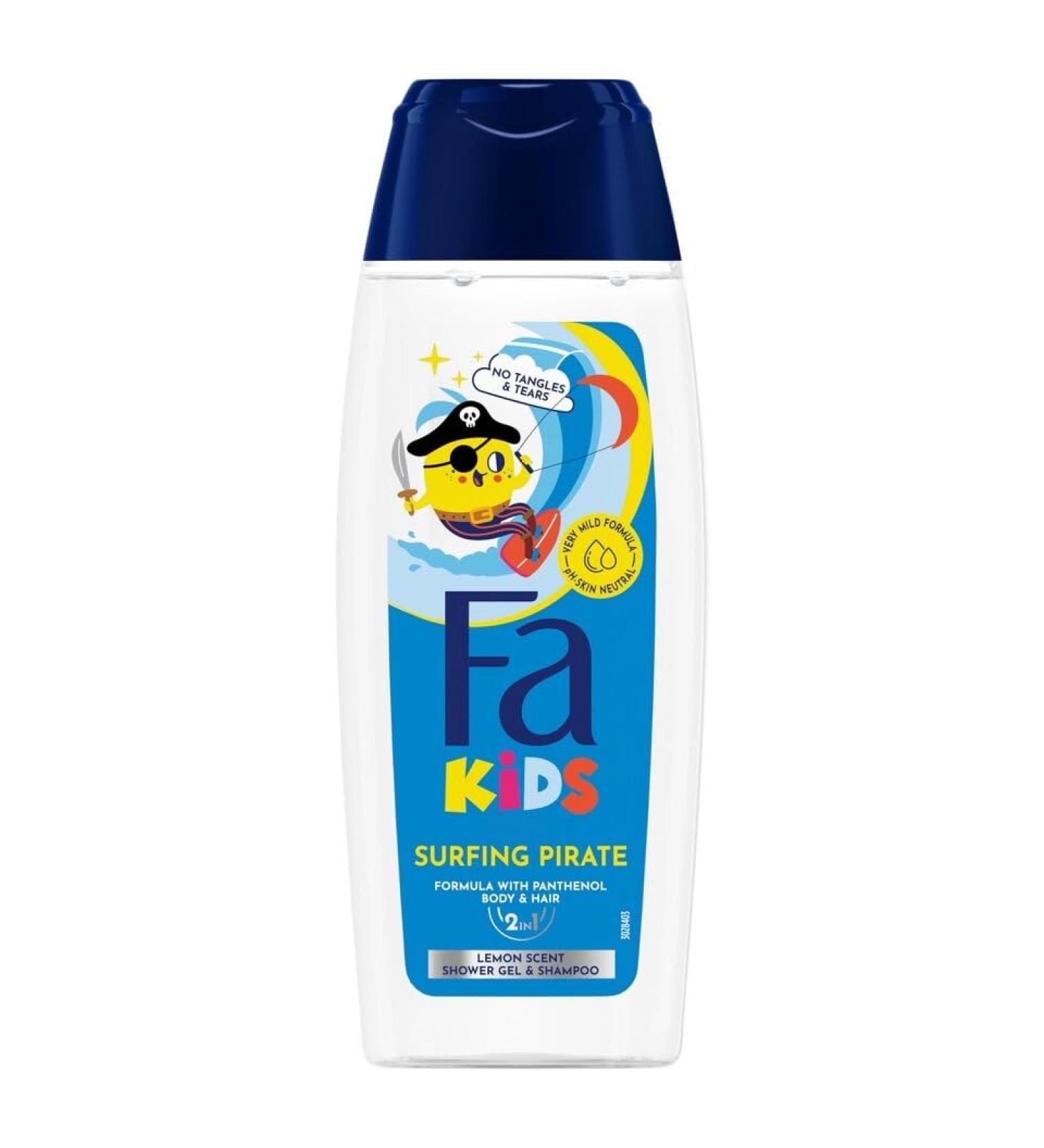 Fa Kids 6-pack of 2-in-1 shower gels and shampoos with Surfing Pirate lemon scent 250 ml
