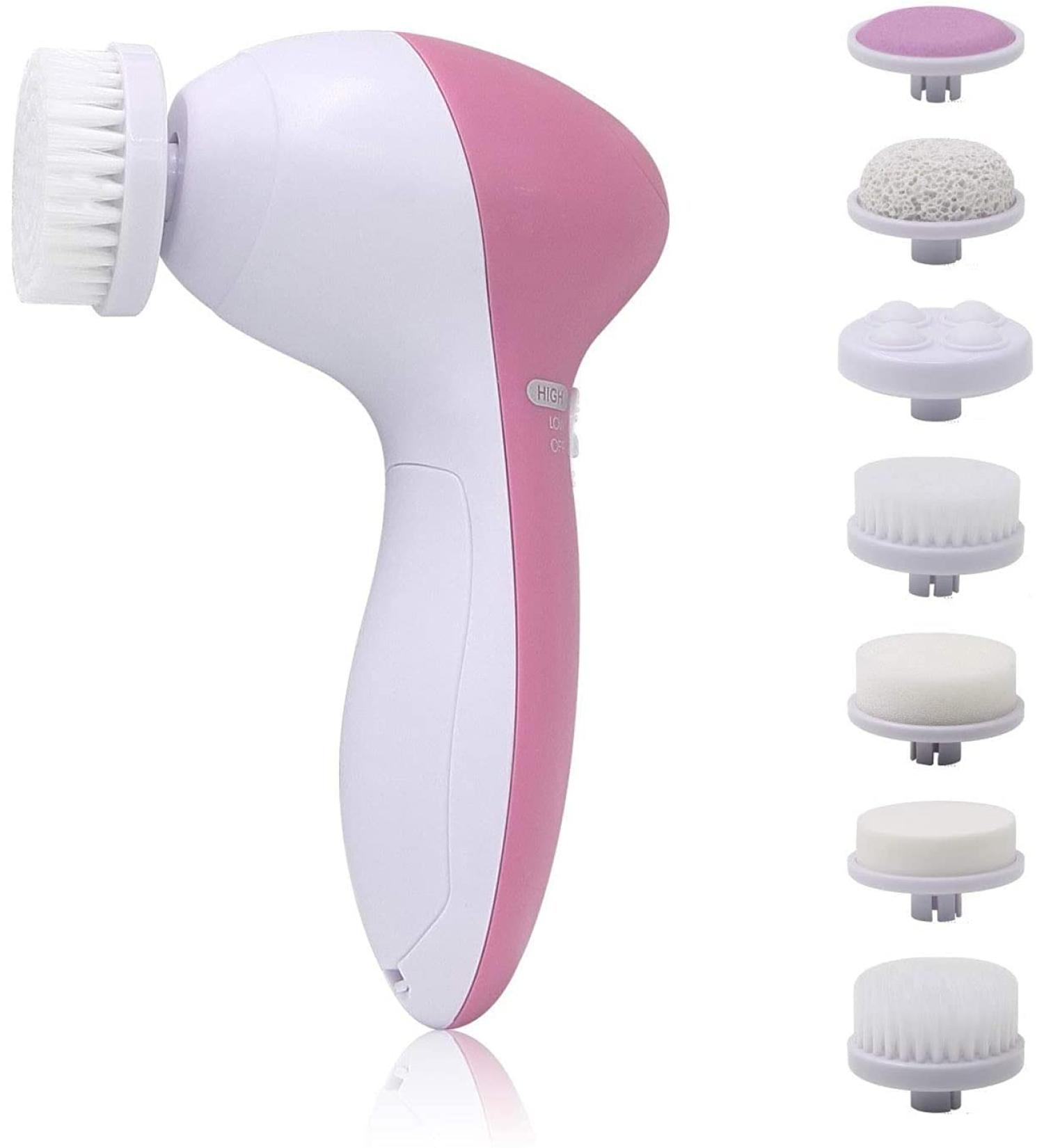 Facial Cleansing Spin Brush Set with 7 Exfoliating Heads - Rose | Complete Face Spa System for Gentle Cleansing, Deep Scrubbing, and Dead Skin Removal - Buy Online on GoSupps.com