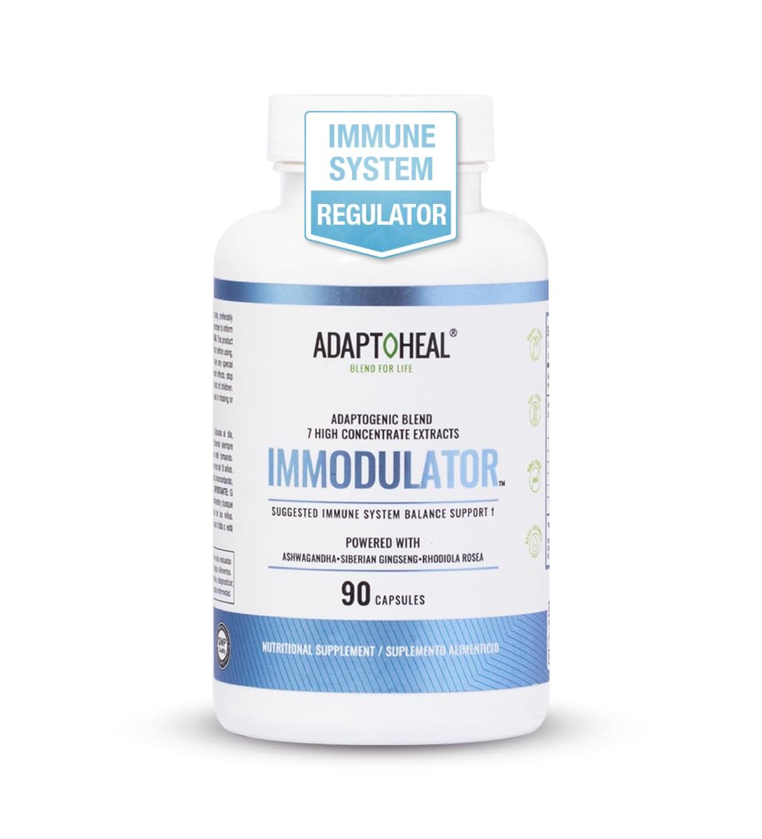 ADAPTOHEAL - Immodulator - Adaptogenic Supplement for Well-Being with Ginseng Ashwagandha Reishi Mushroom - Supports Stress Response Mood Balance and Immune System Function (90 Capsules/700 mg) 90 Count (Pack of 1) - Buy Online on GoSupps.com
