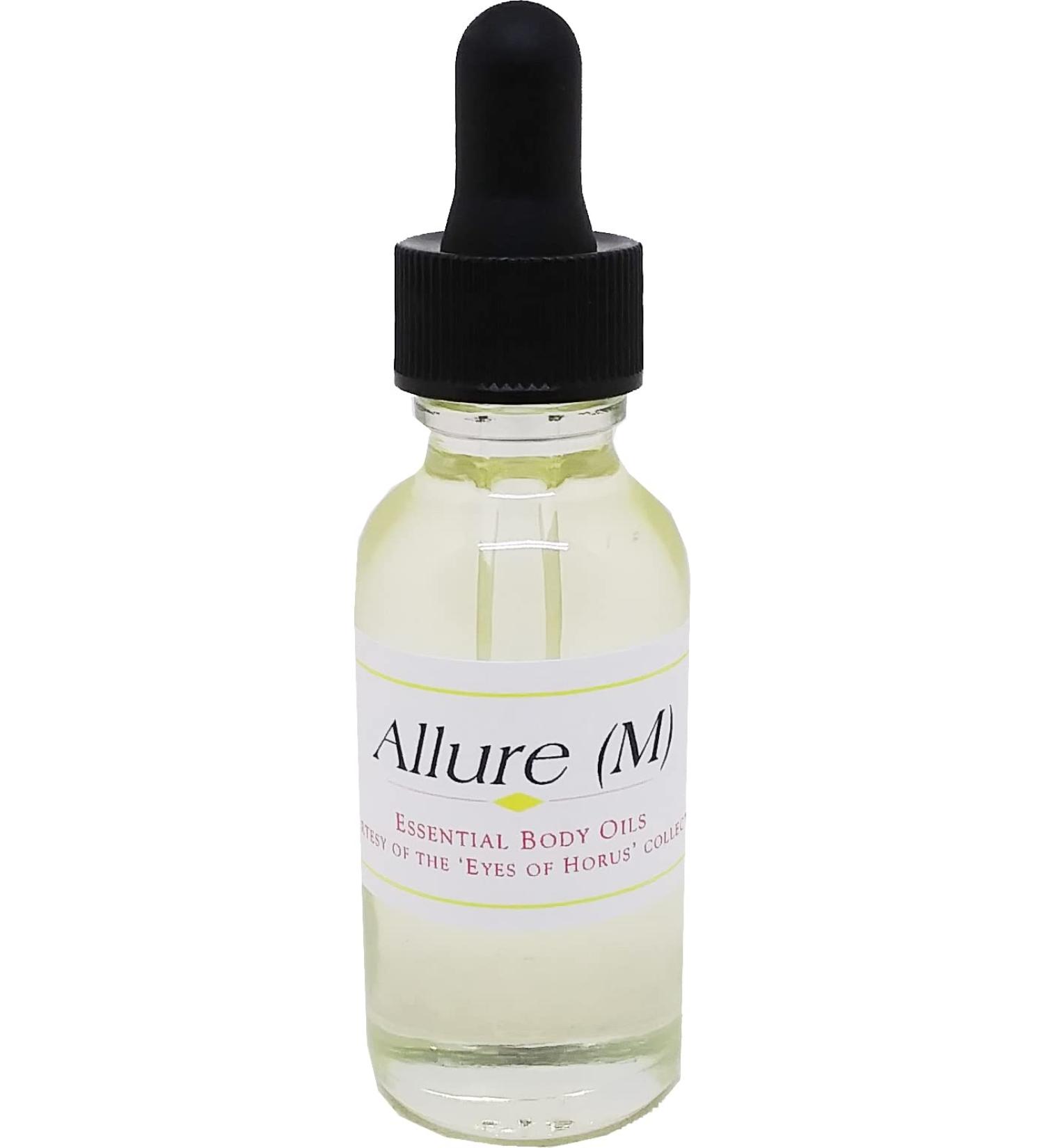 Allure - Type C For Men Scented Body Oil Fragrance Glass Dropper Top - Light Gold - 1 oz. - ID#36624 1 Fl Oz (Pack of 1)