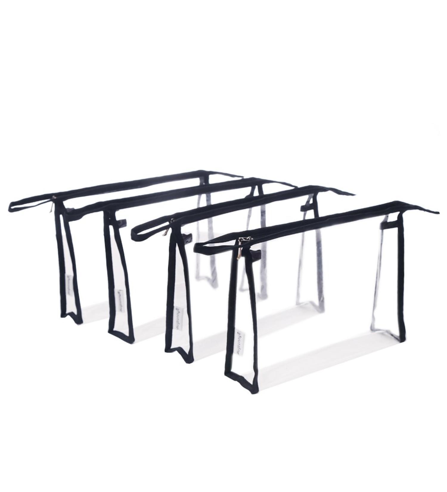 Augbunny Multi-Purpose Waterproof Organizer Set - Transparent Vinyl Cosmetic & Make-Up Bags (4 Pcs Black) - Perfect for Travel & Daily Use - Buy Online on GoSupps.com