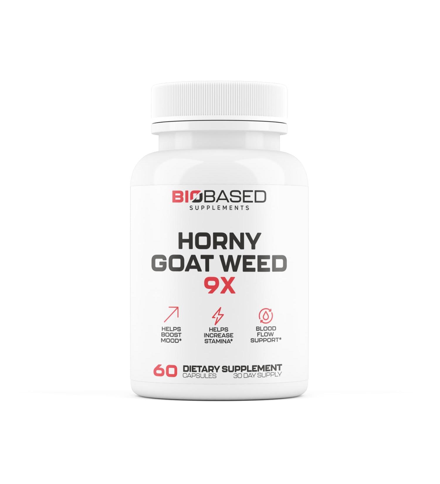Horny Goat Weed + 9 Ingredients - Pills for Men with Fast Acting Blood for Performance | Build Muscle Assist Energy | 9 Strategic Backed Ingredients | 3rd Party Tested Supplement - 60 Pills - Buy Online on GoSupps.com