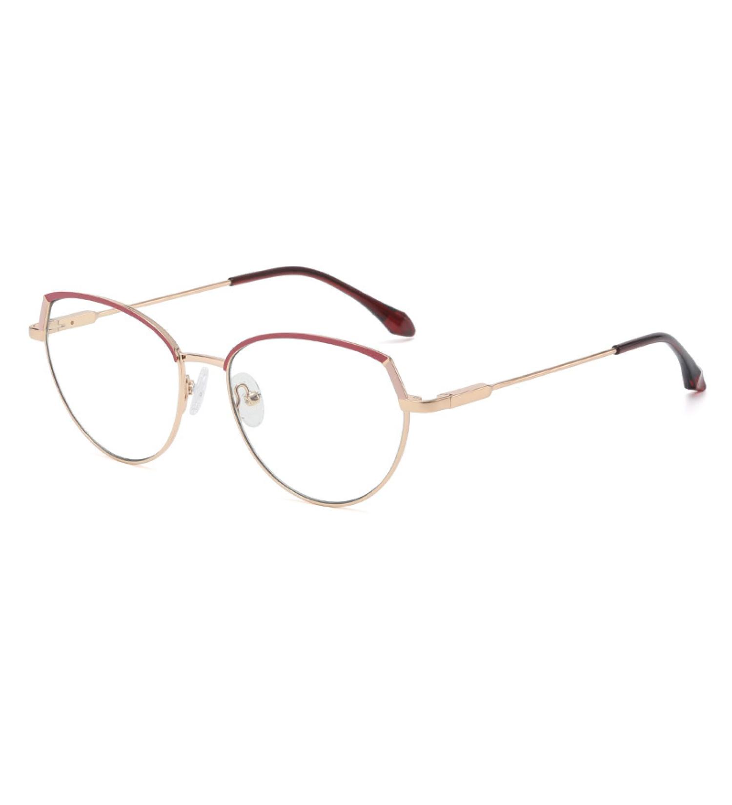 SERONI Blue Light Blocking Cat Eye Glasses for Men & Women - Anti UV Ray 53mm Computer & Reading Glasses - Stylish Gold-Red Frame - Buy Online on GoSupps.com